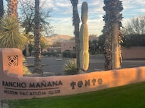 Entrance to resort and restaurant