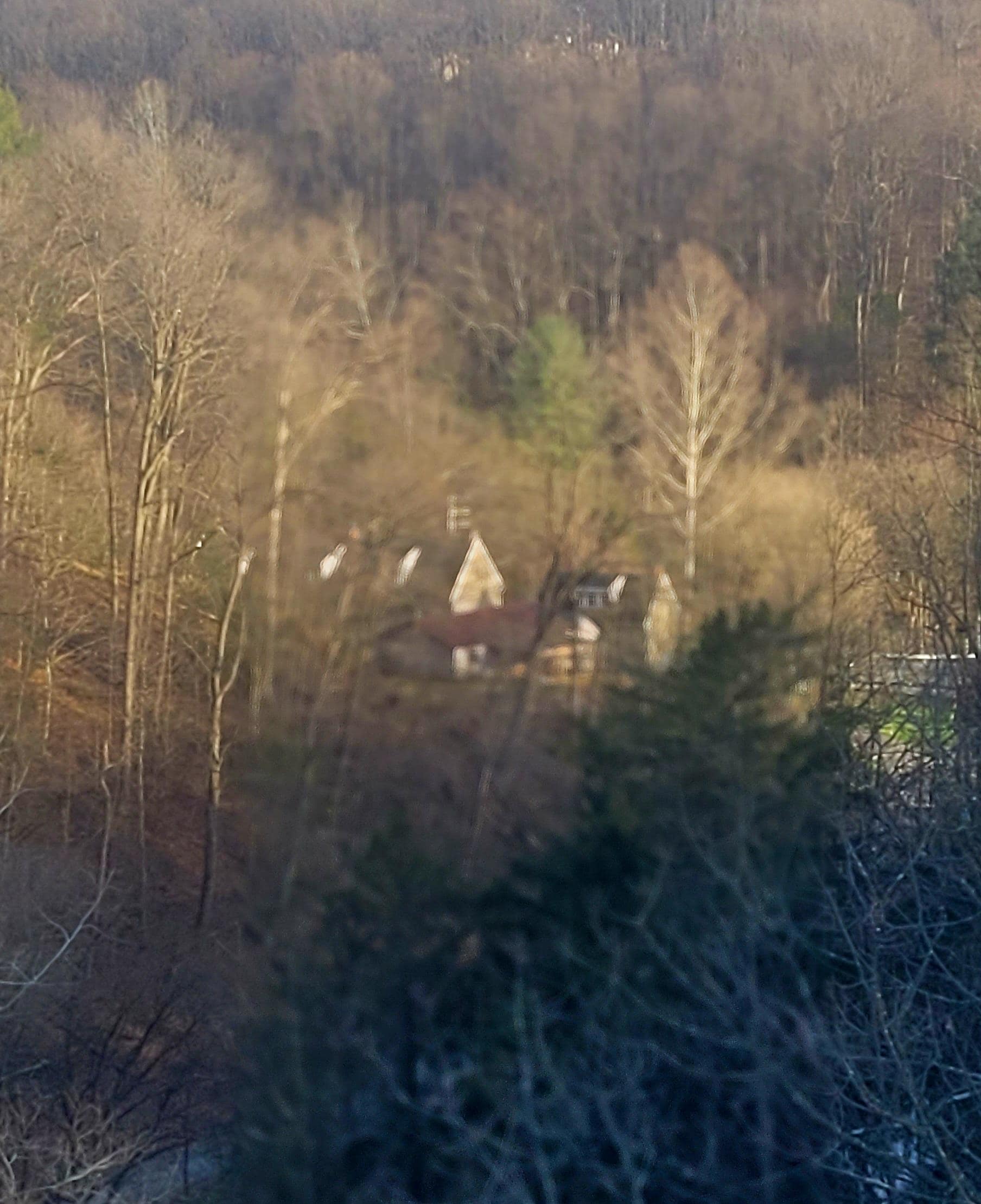View of the house from the trestle on the Enola Trail.