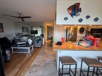 Living area and kitchen from the balcony