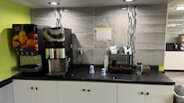Notice empty sugar jar. Orange juice machine was working but coffee yet though