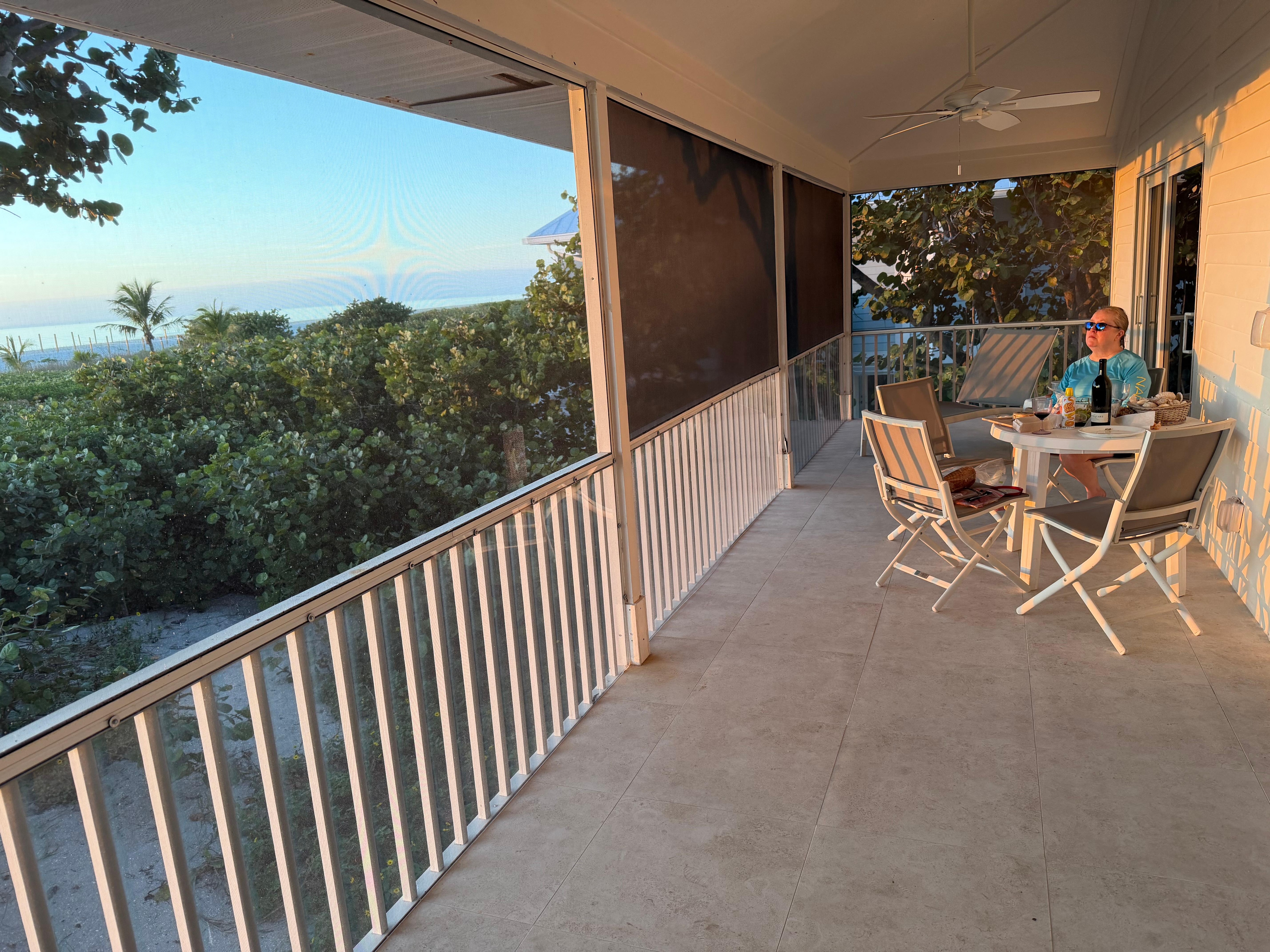 Relaxing on the back porch.