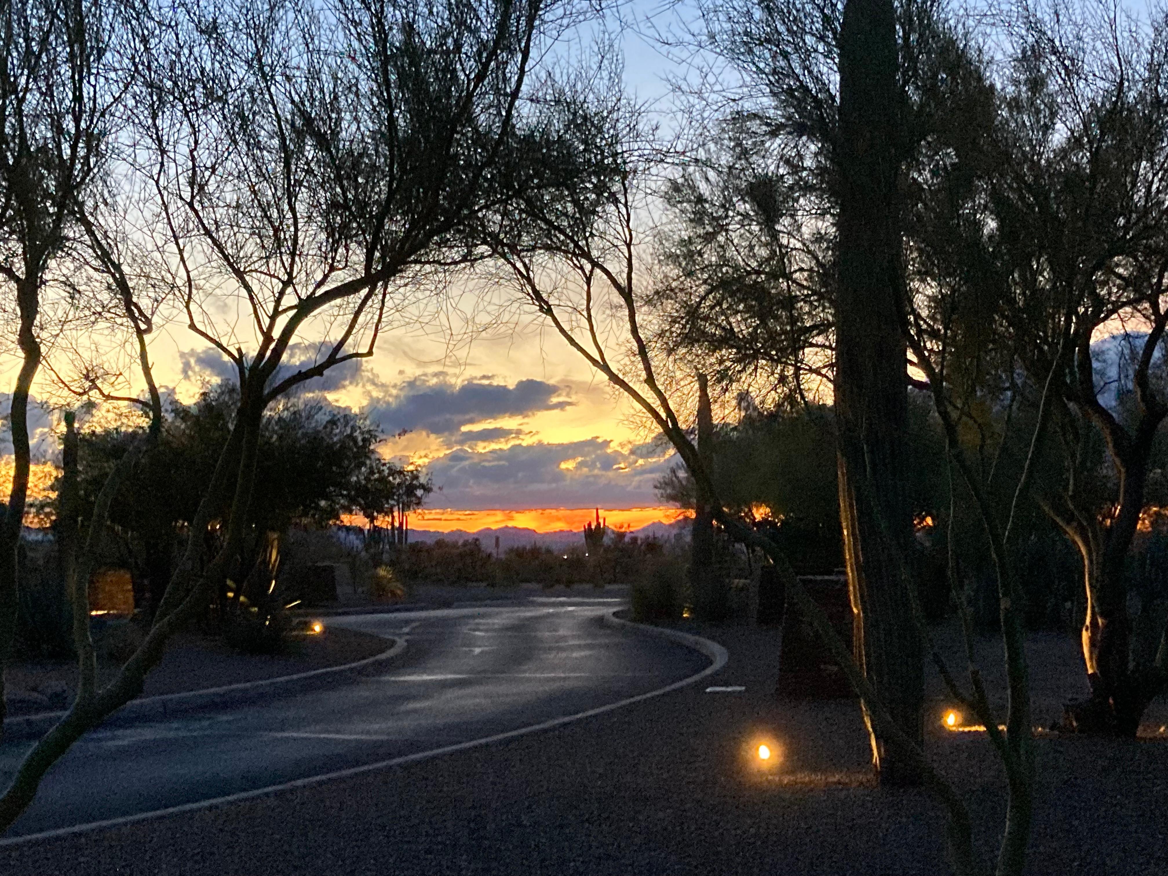 Sunset view on the property’s hiking path.