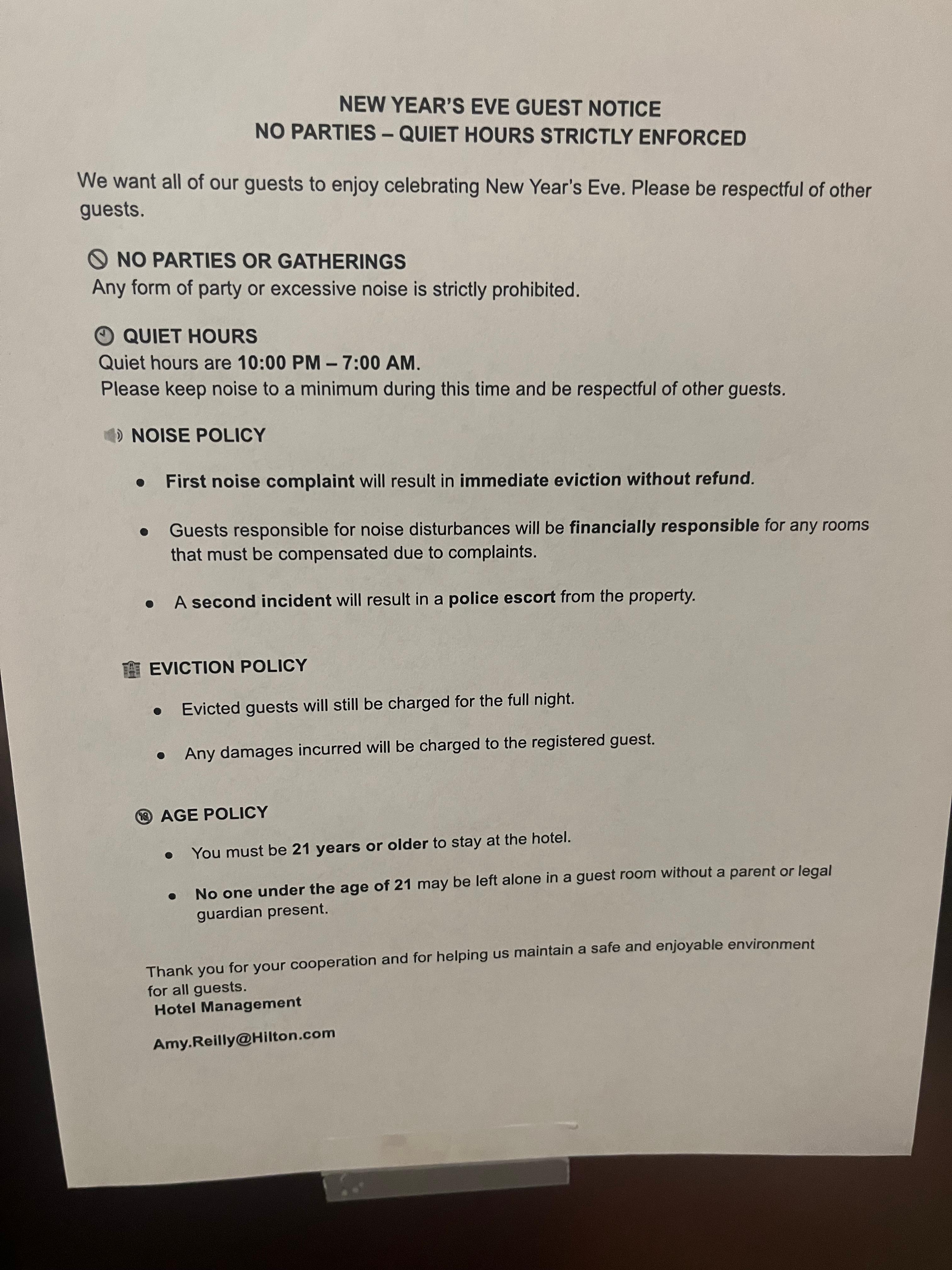 This was posted in the elevator.