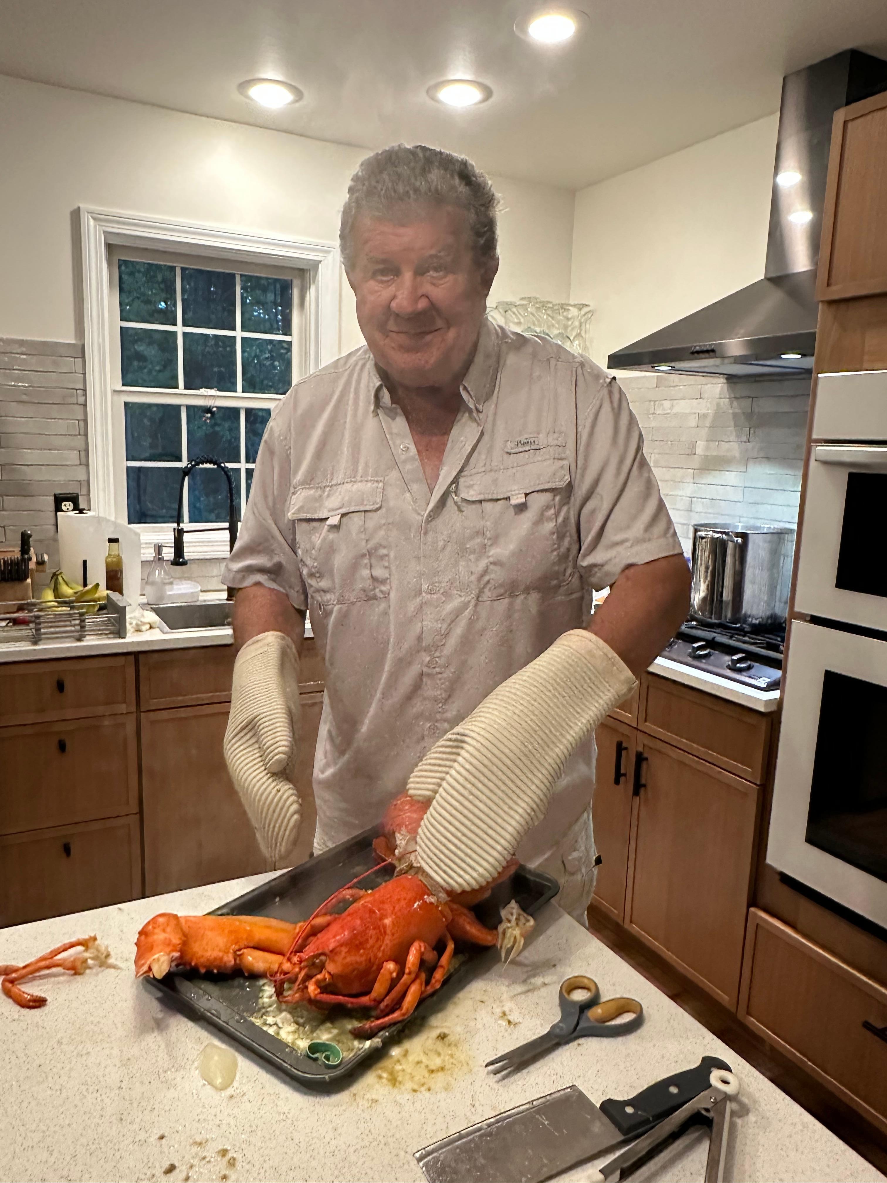 An eat in kitchen with a table for 6. 