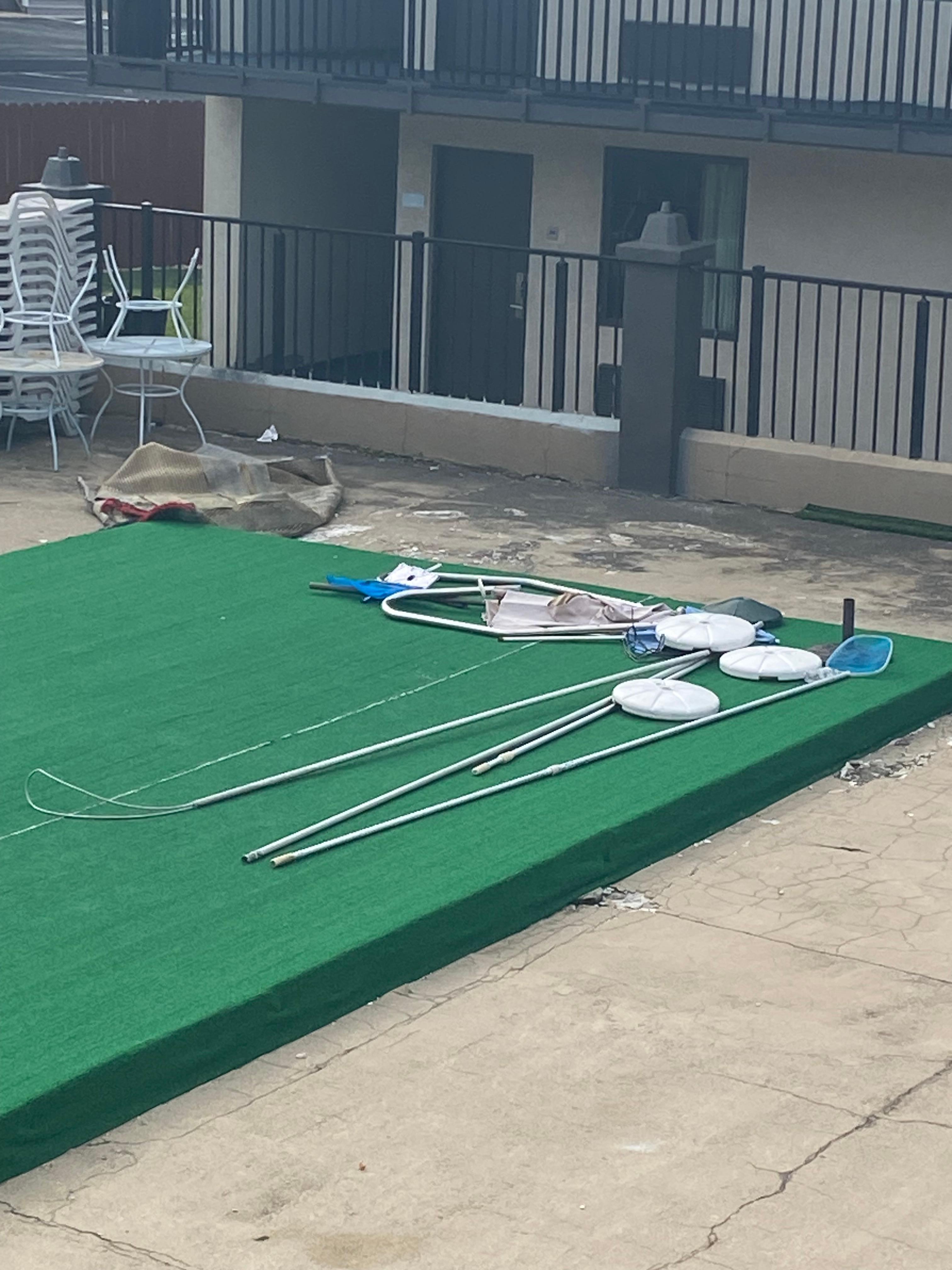 Pool area trash and debris