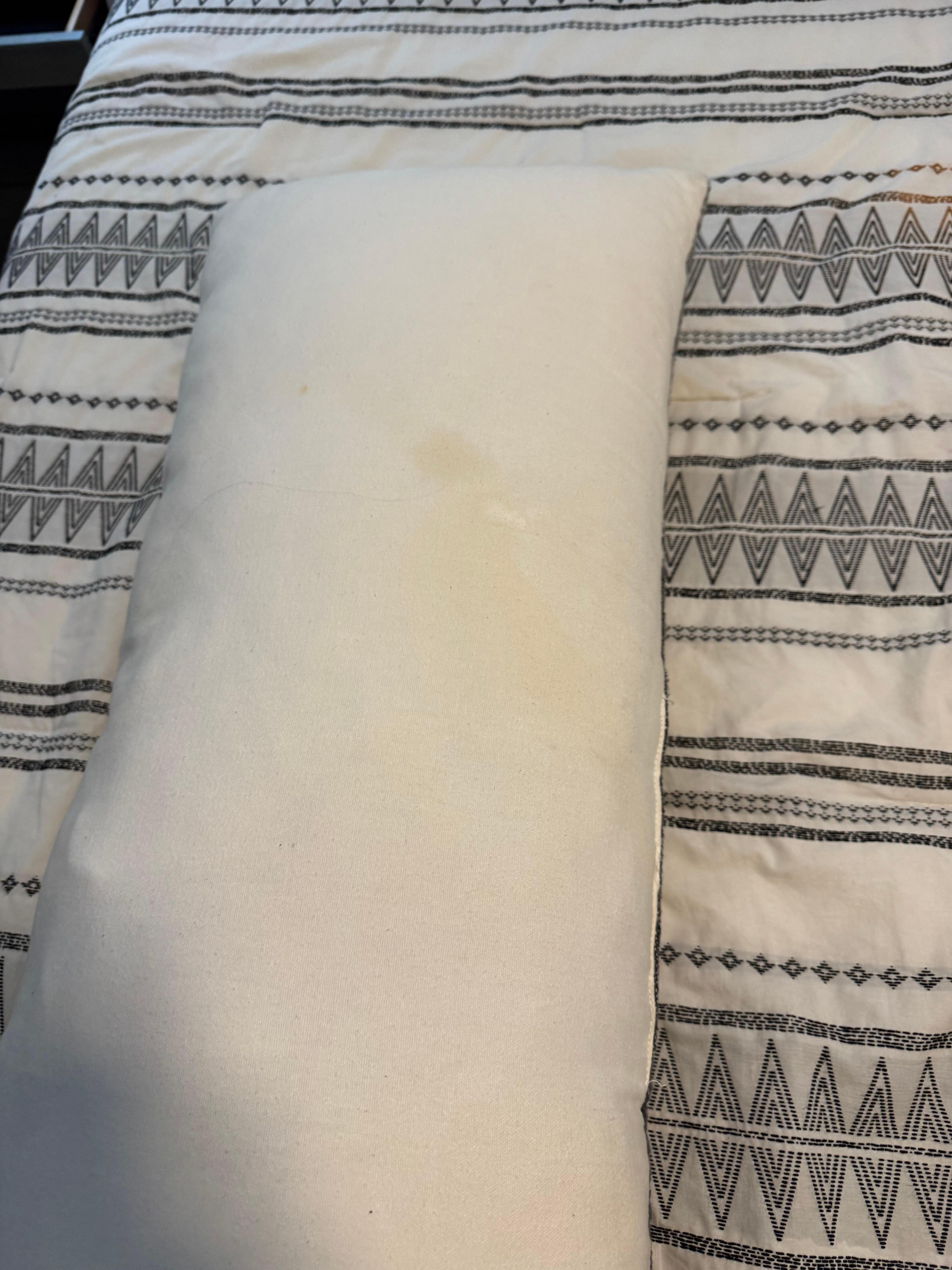 Throw pillow in primary bedroom 