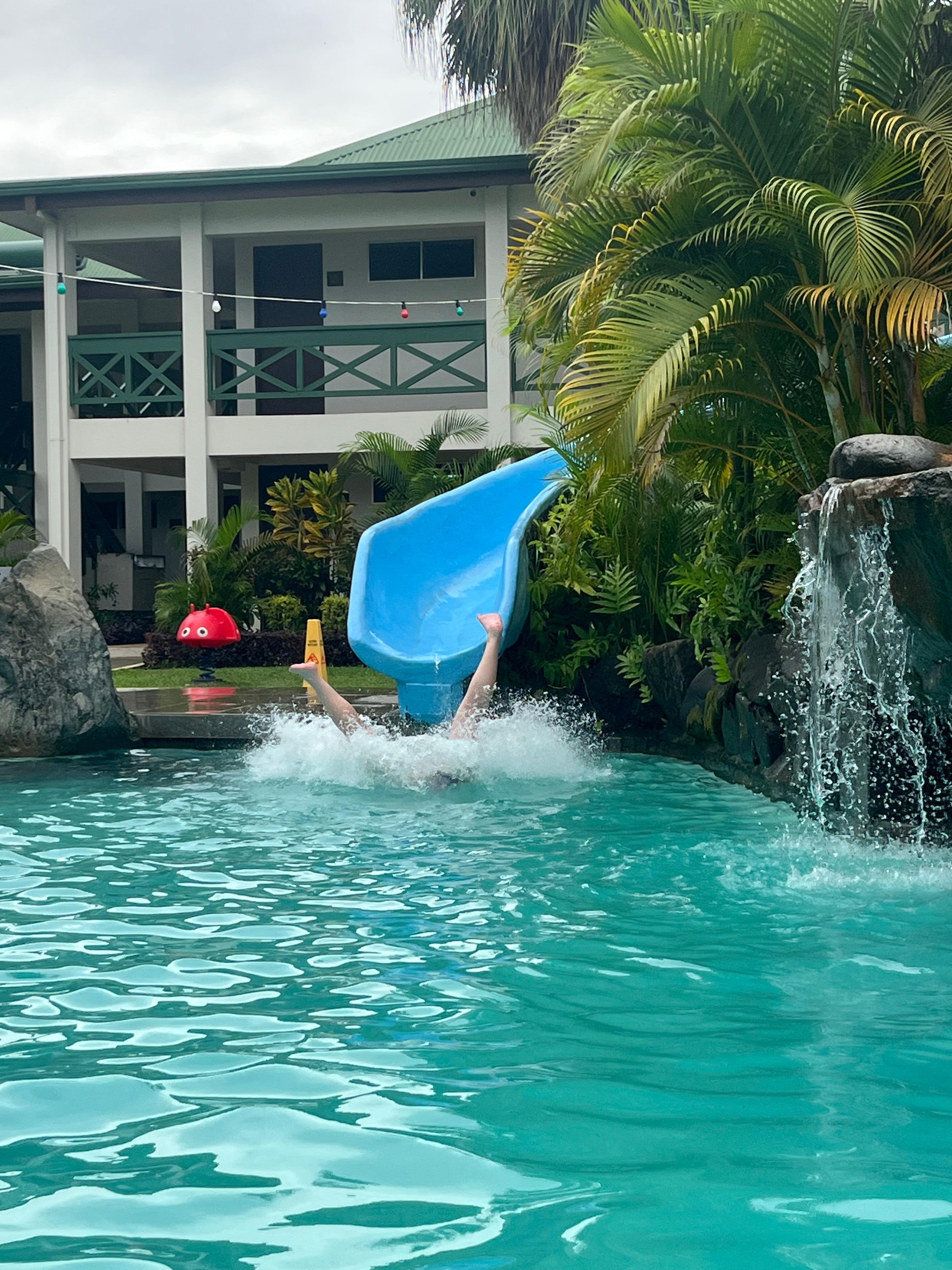 The kids spent 4 solid hours in the pool enjoying the waterslide. Plenty of shaded areas in it too and ranged in depth from 1m to 1.7m