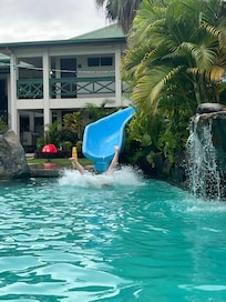The kids spent 4 solid hours in the pool enjoying the waterslide. Plenty of shaded areas in it too and ranged in depth from 1m to 1.7m