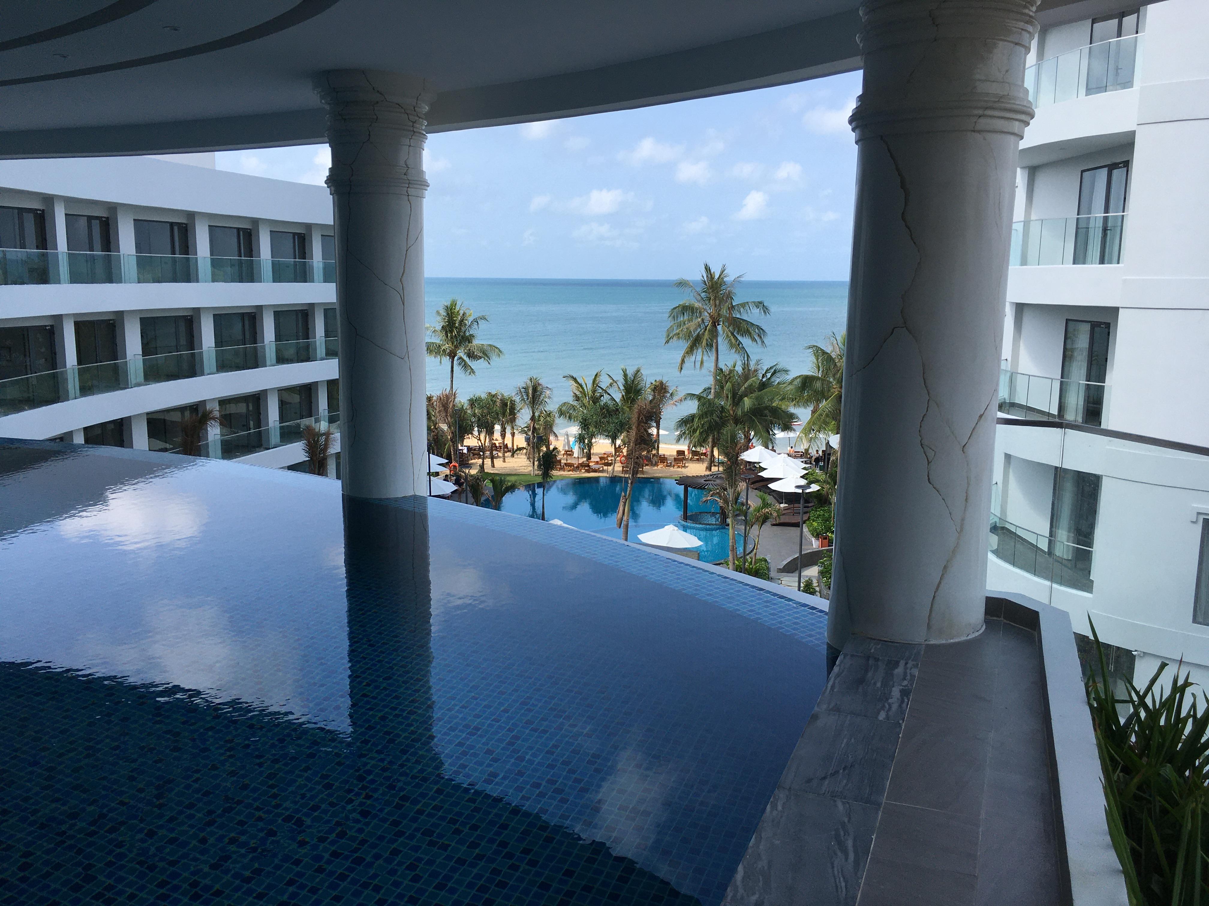 A view from the part enclosed infinity pool on the 2nd floor