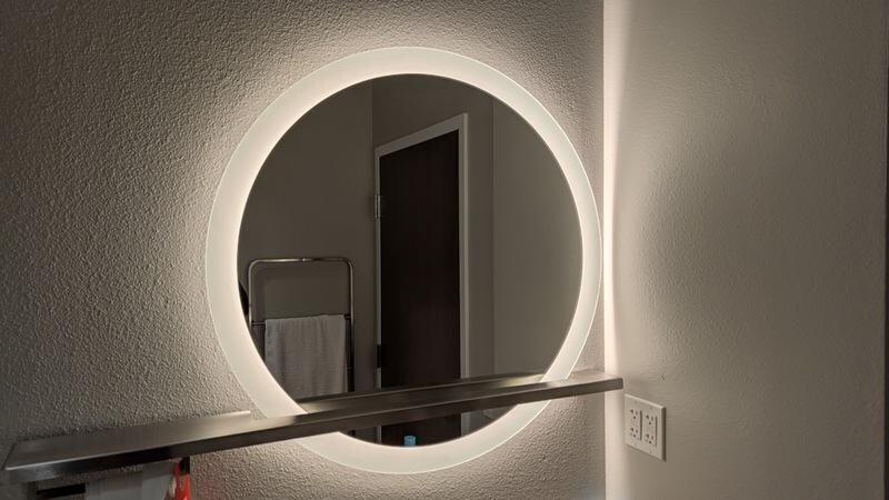 The illumination over the bath sink