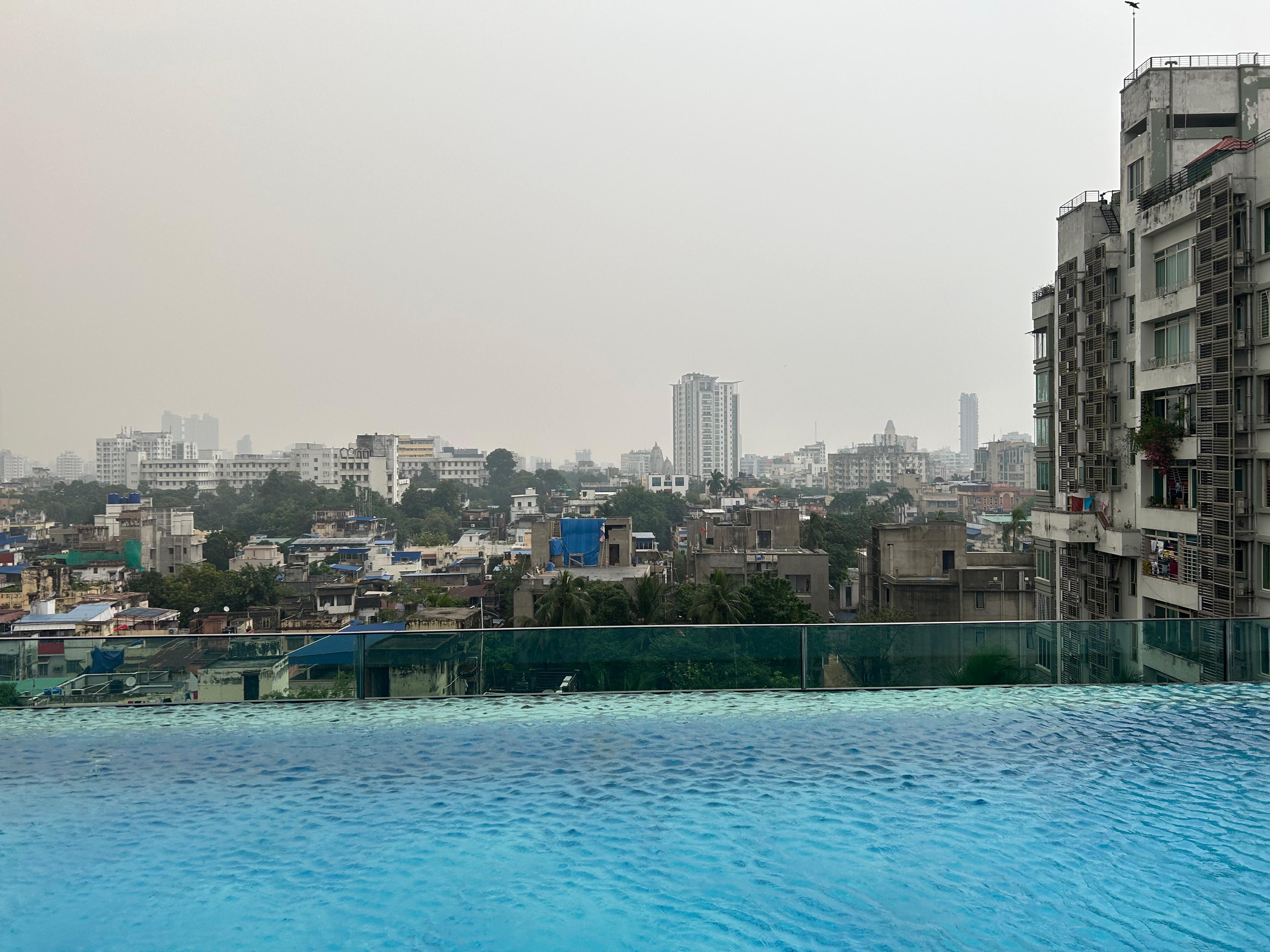 Small pool with a few beds