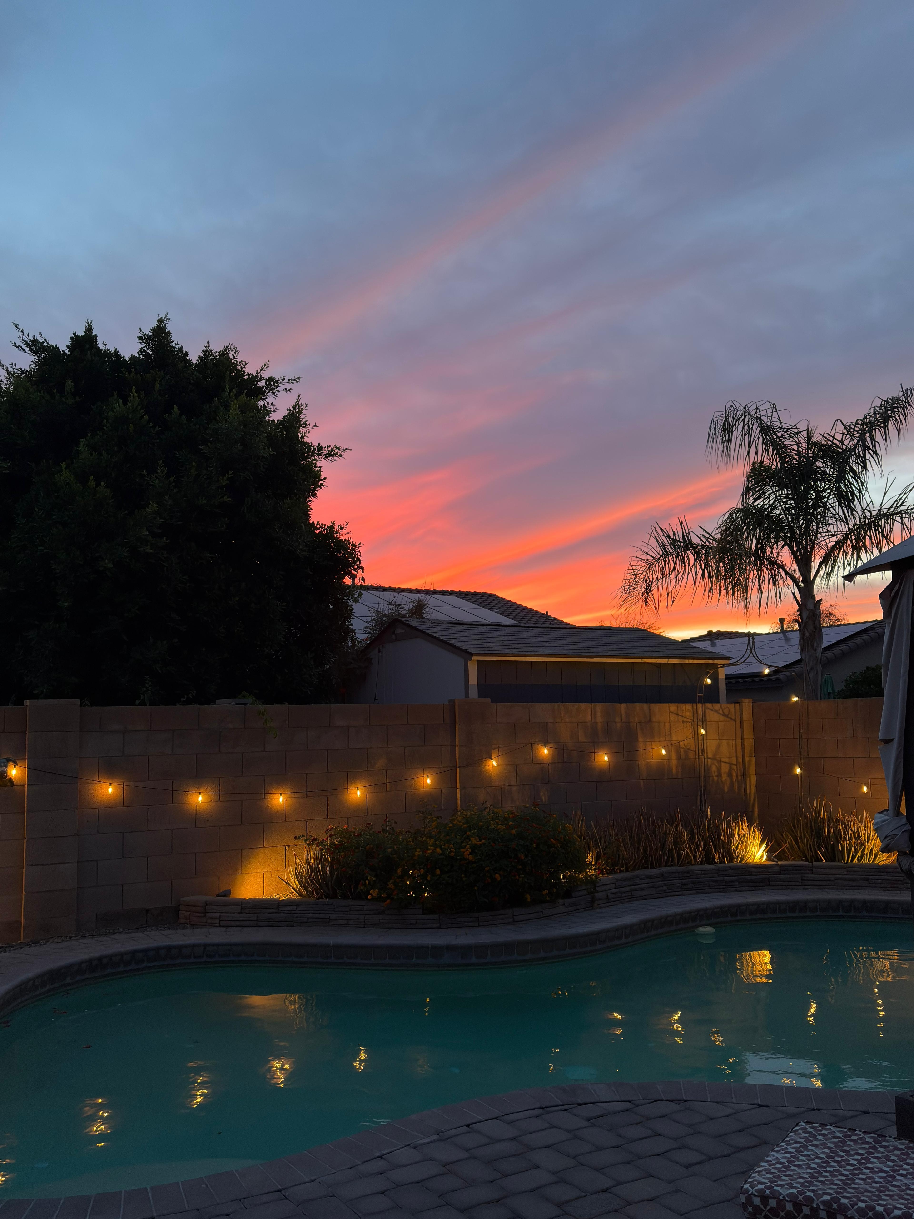 Sunset over the pool