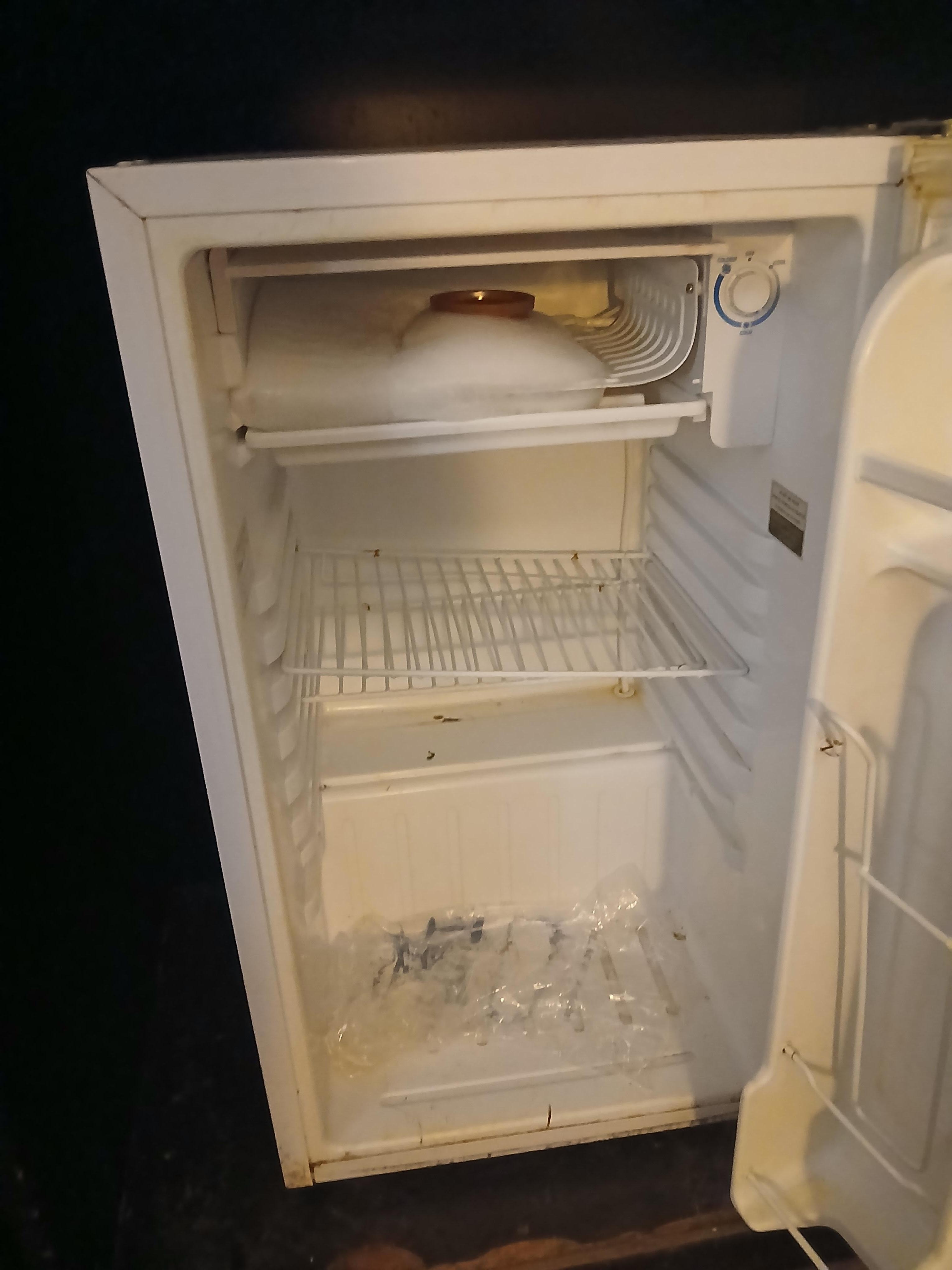 All this stuff was left in fridge .fridge part was hot top was a solid ice.