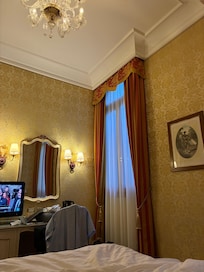 Room was clean and comfy. Bed, semi firm and a great sleep