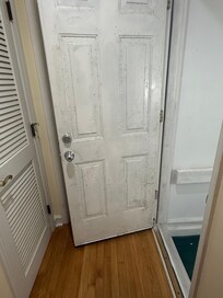 Door covered with mildew.