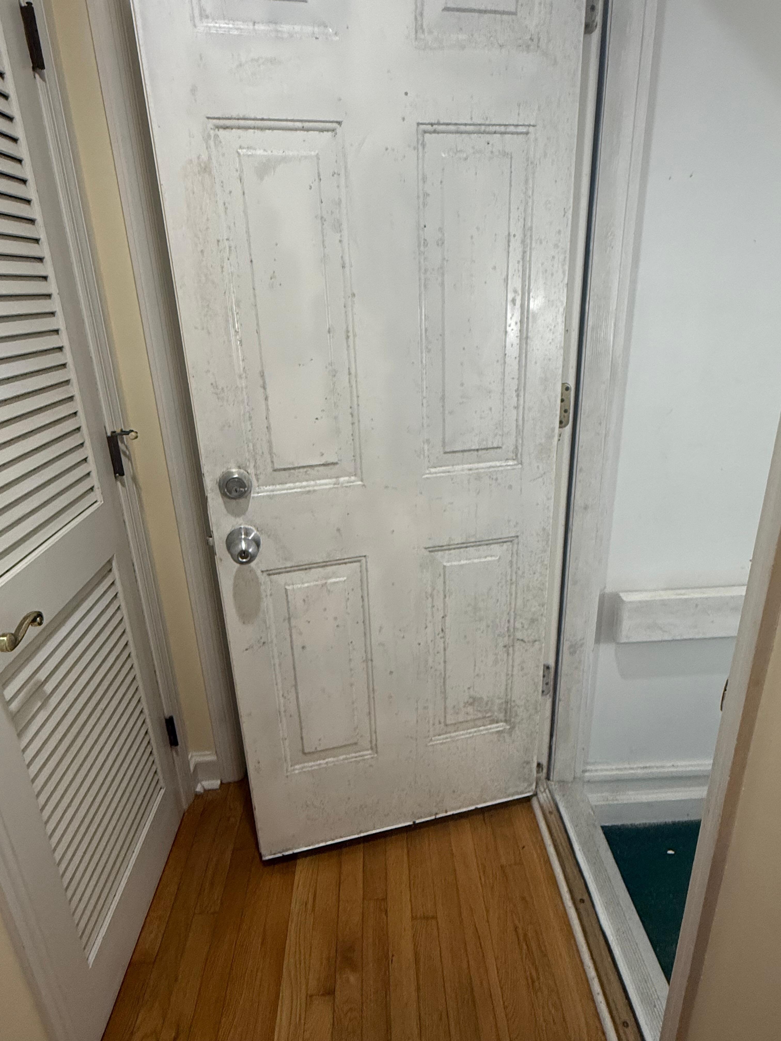 Door covered with mildew.