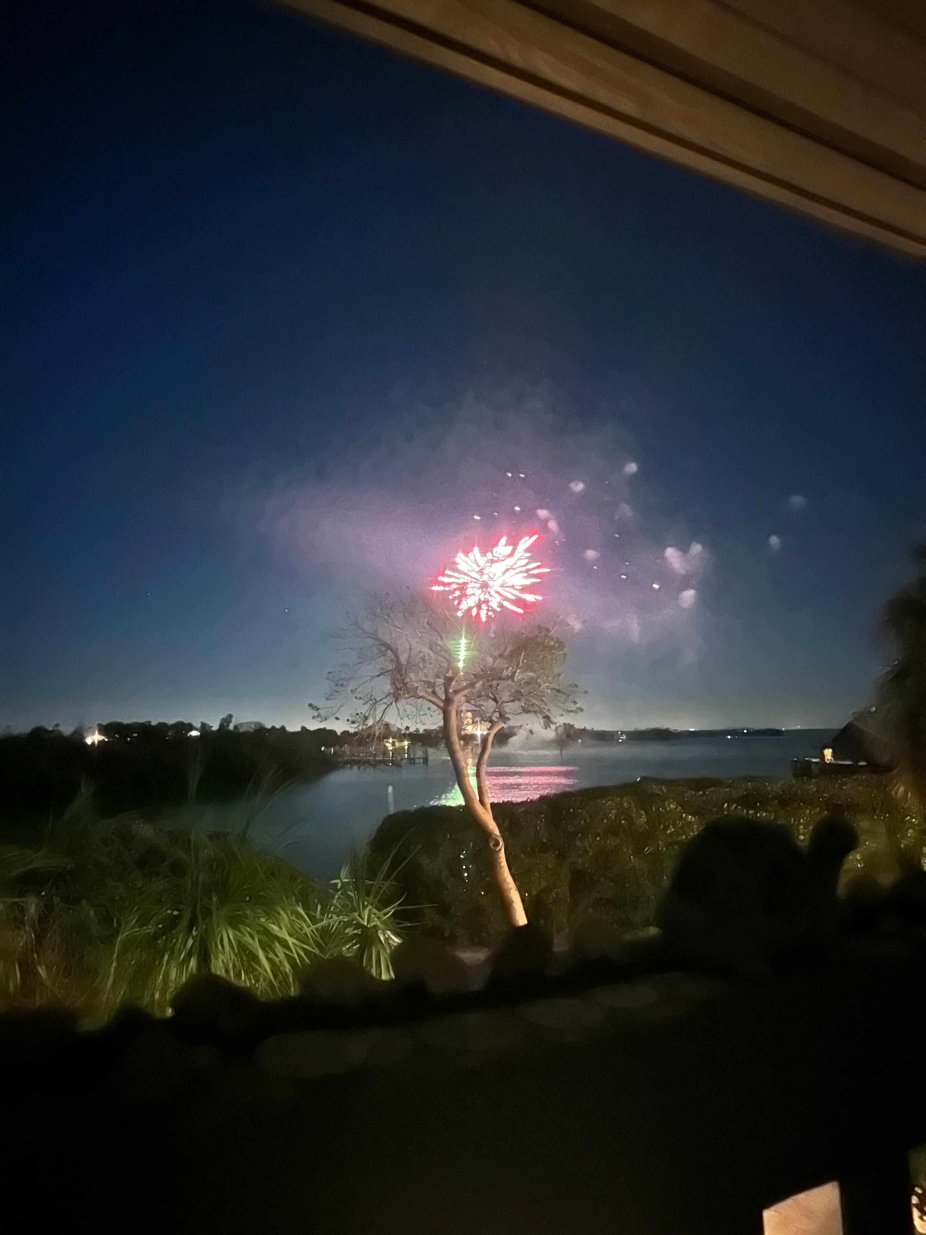 New Year’s fireworks from balcony