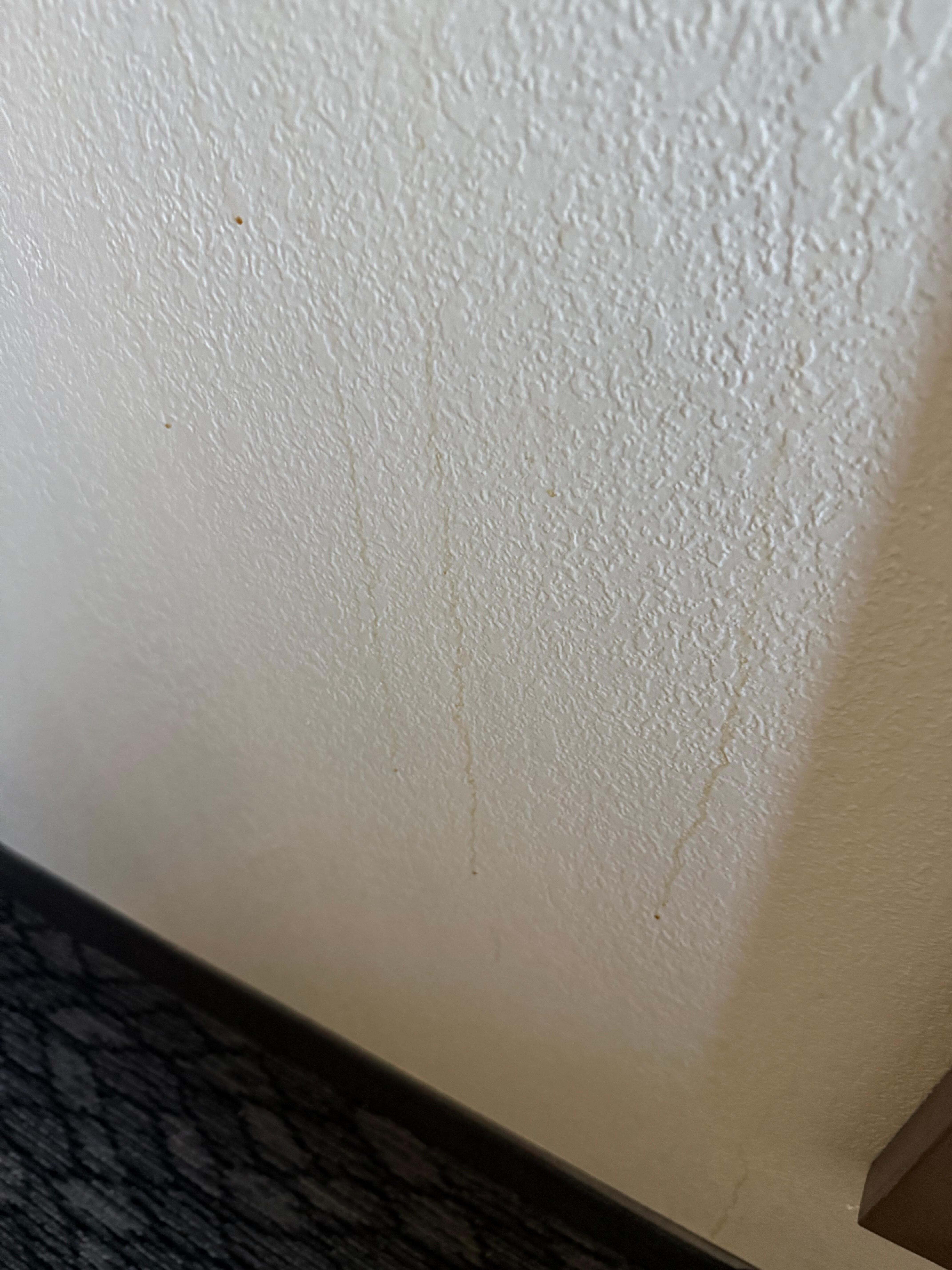 Dirty walls, not cleaned.