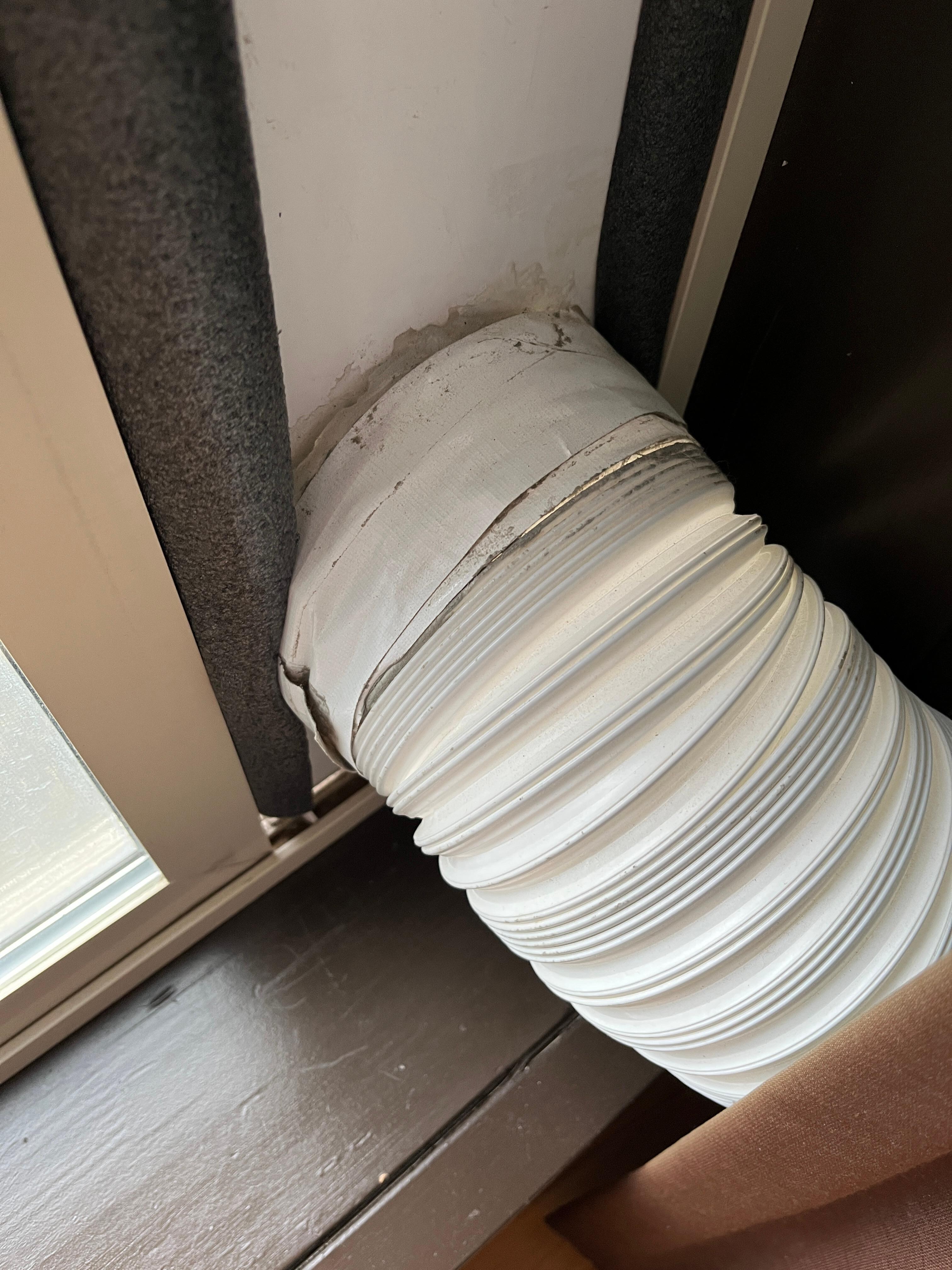 Part of the makeshift air conditioner outlet