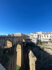 View of Hotel and bridge at sunset