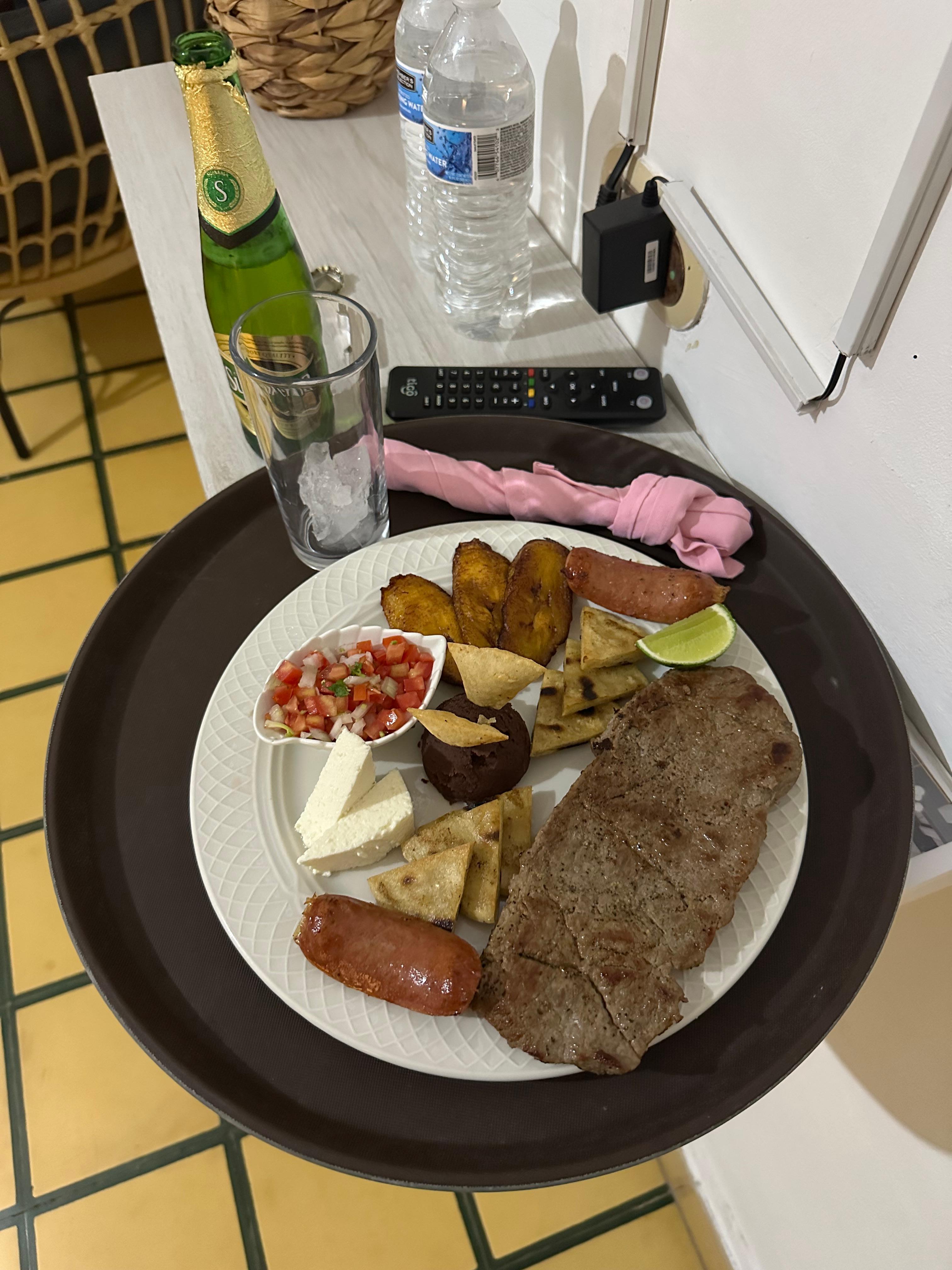 Room service dinner.