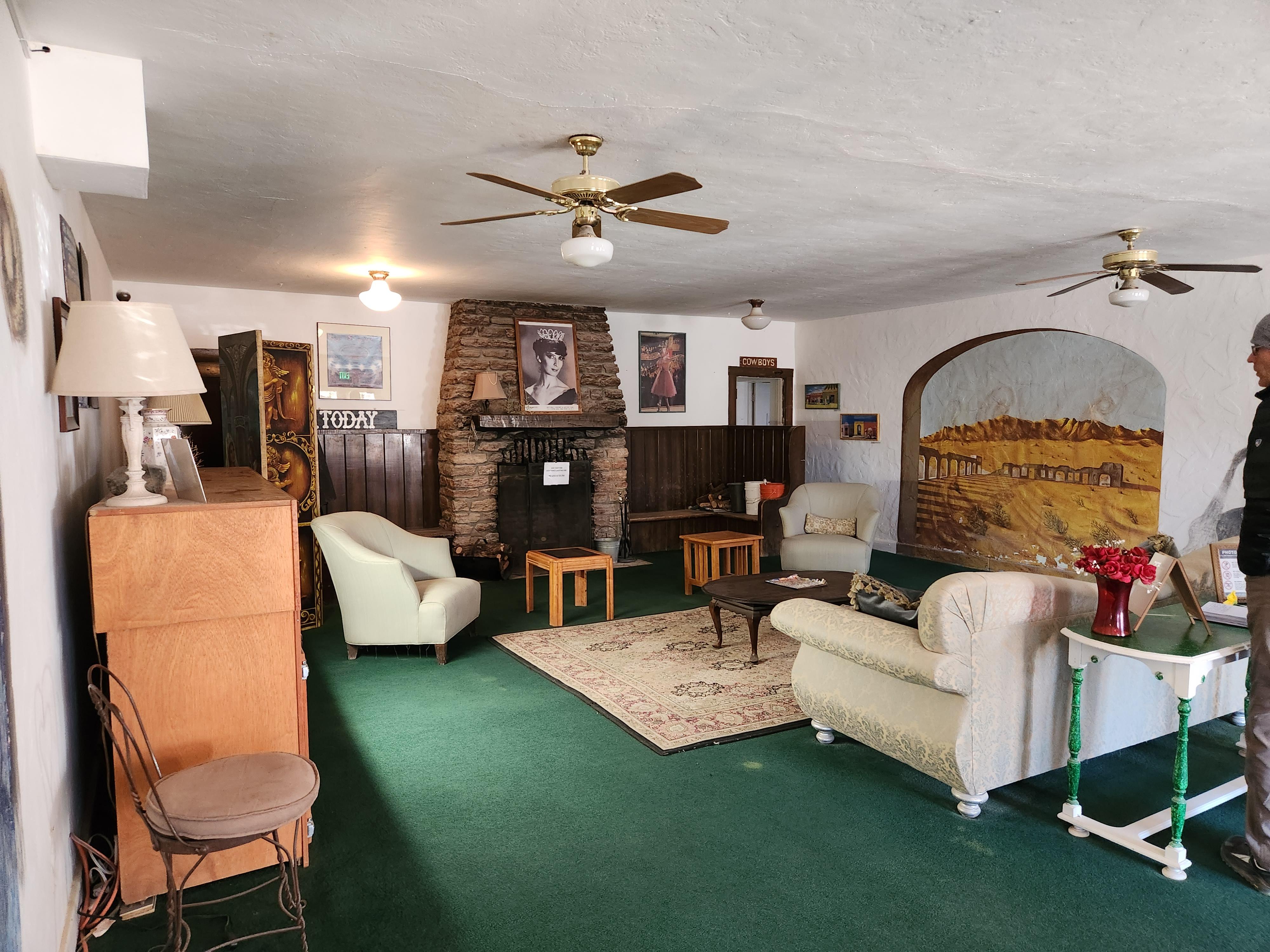 Foyer with working fireplace