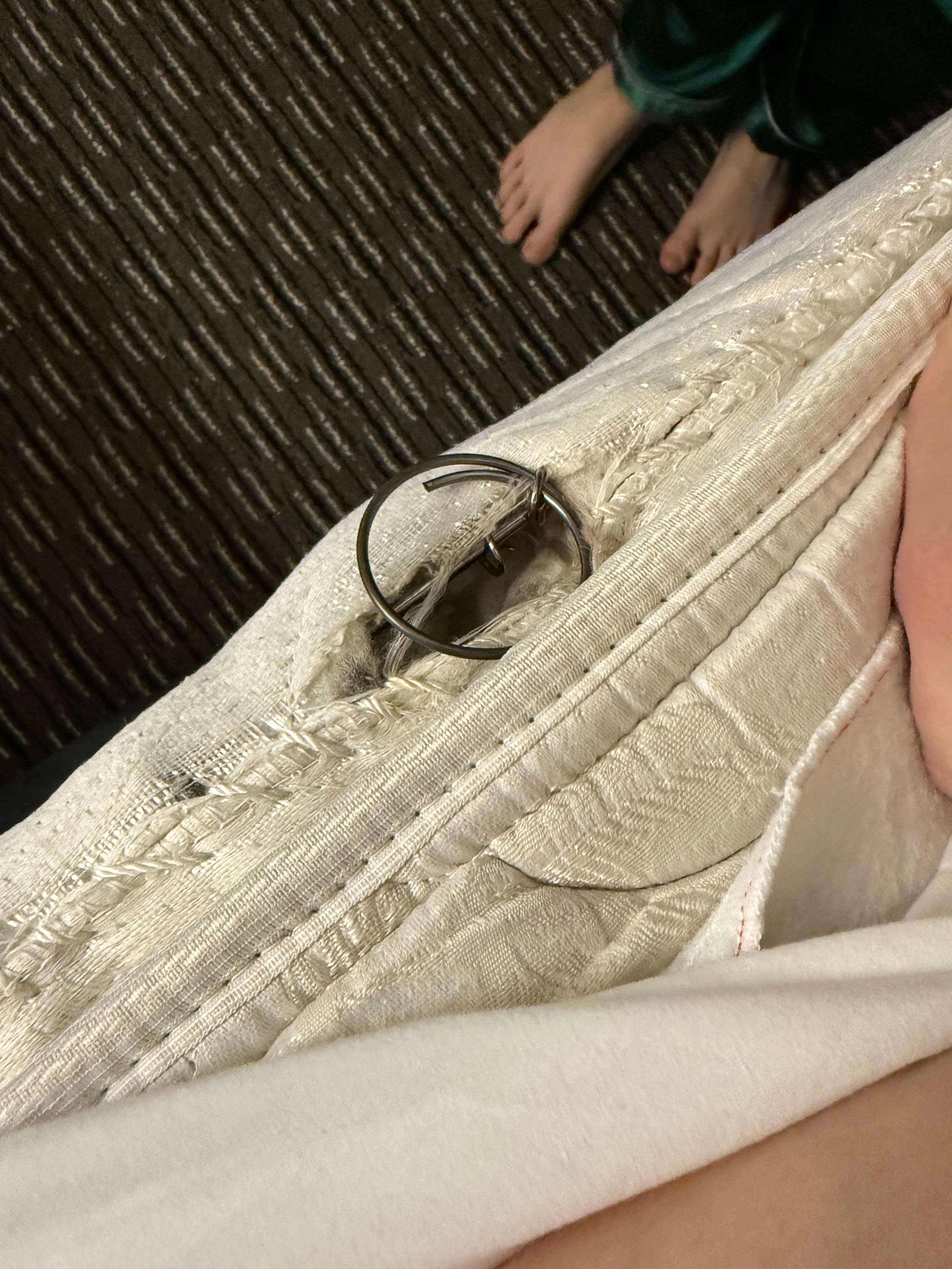 Spring in mattress that came thought the sheet