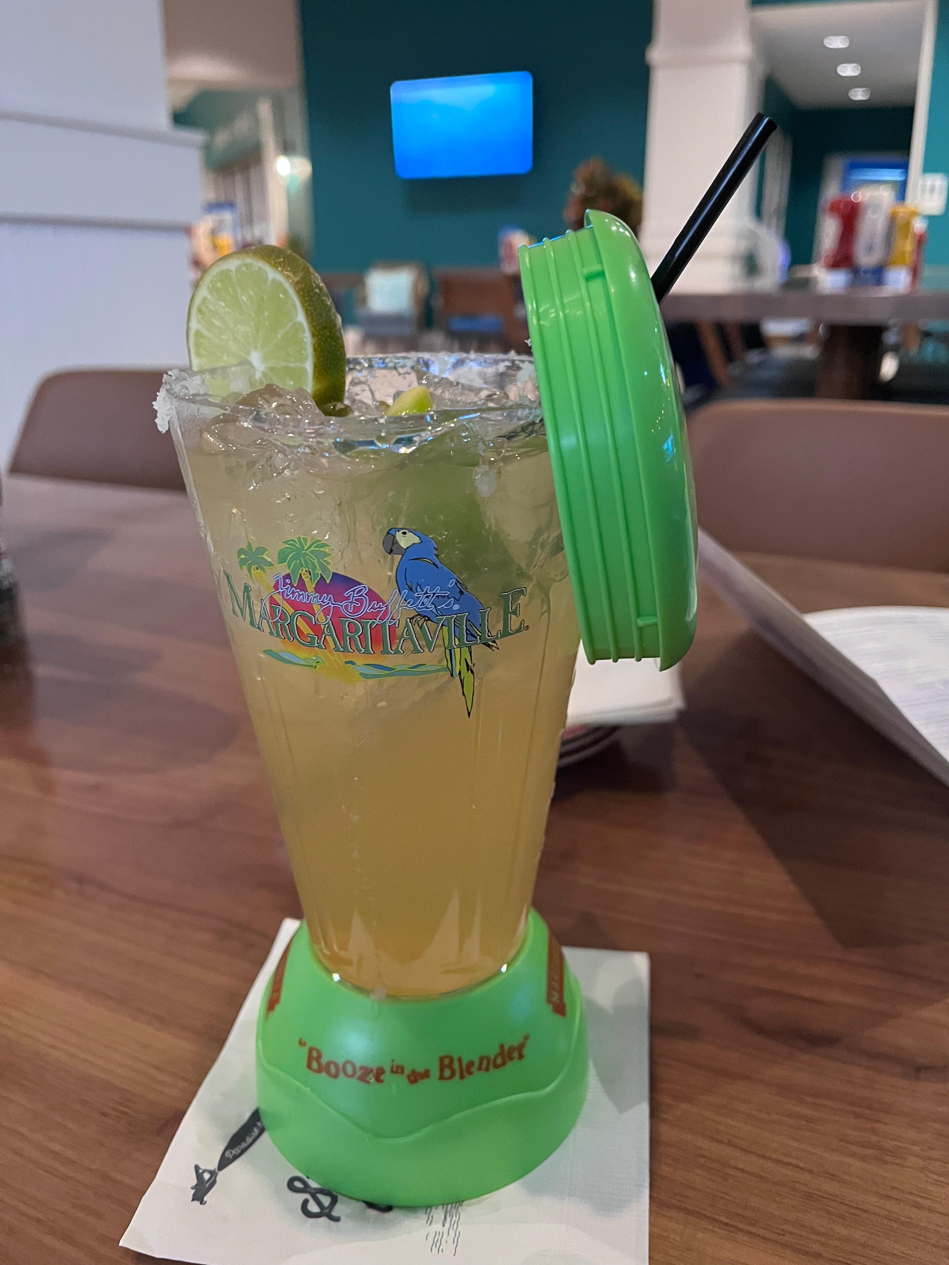 Top Shelf Margarita with souvenir cup for $8.00 more