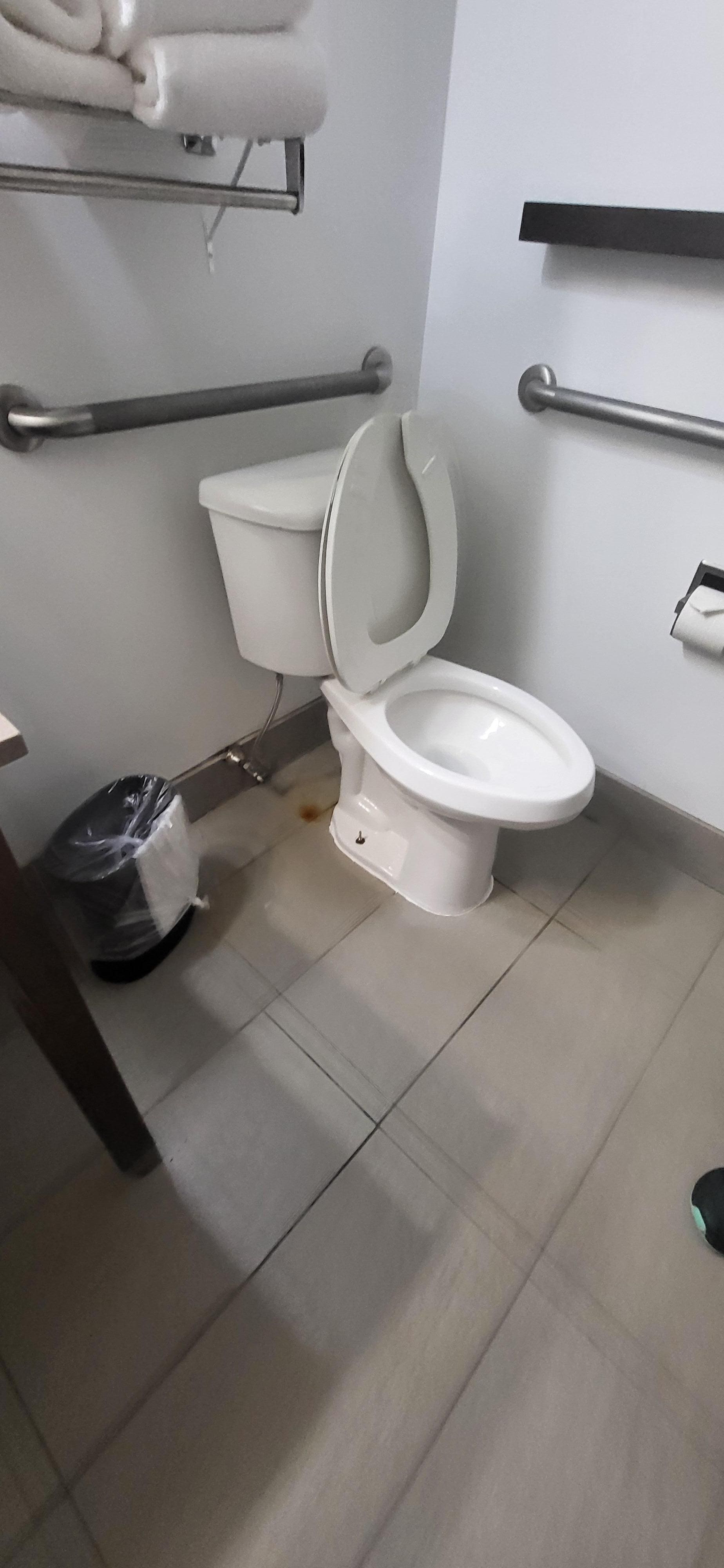 Floor was greasy and slippery in bathroom