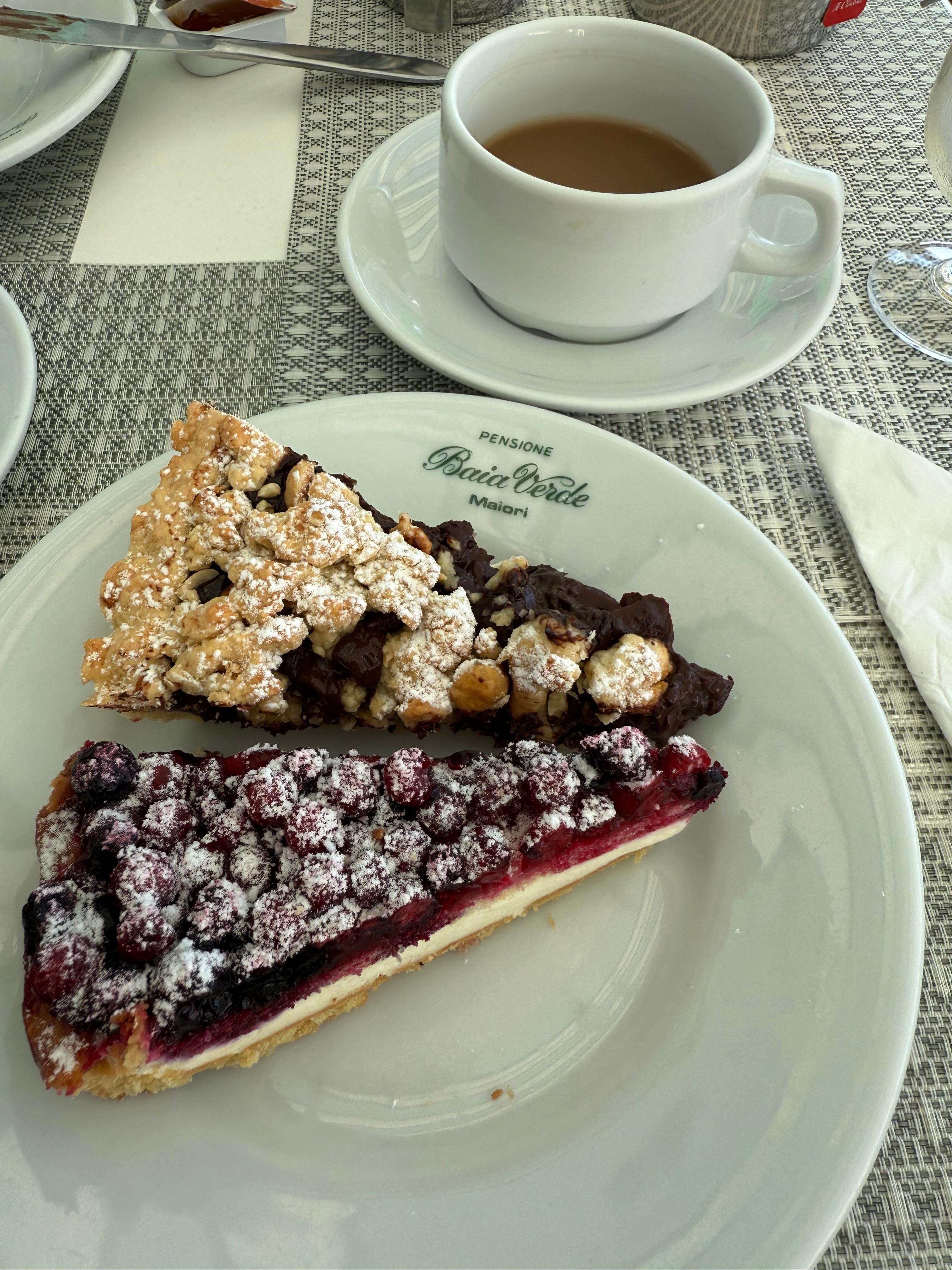 Some delicious cakes on the breakfast menu