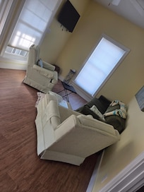 Living room area with sleeper couch