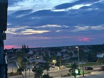 Street view at sunset from the balcony.