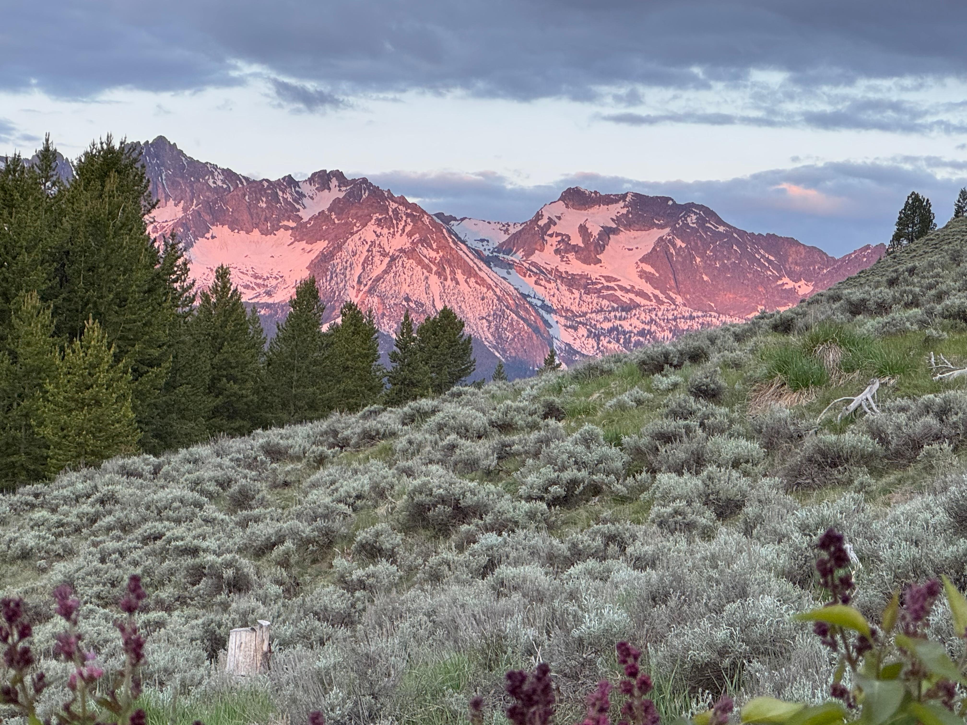 Sunrise reflected off the mountains 