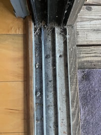 Inside sliding door track.