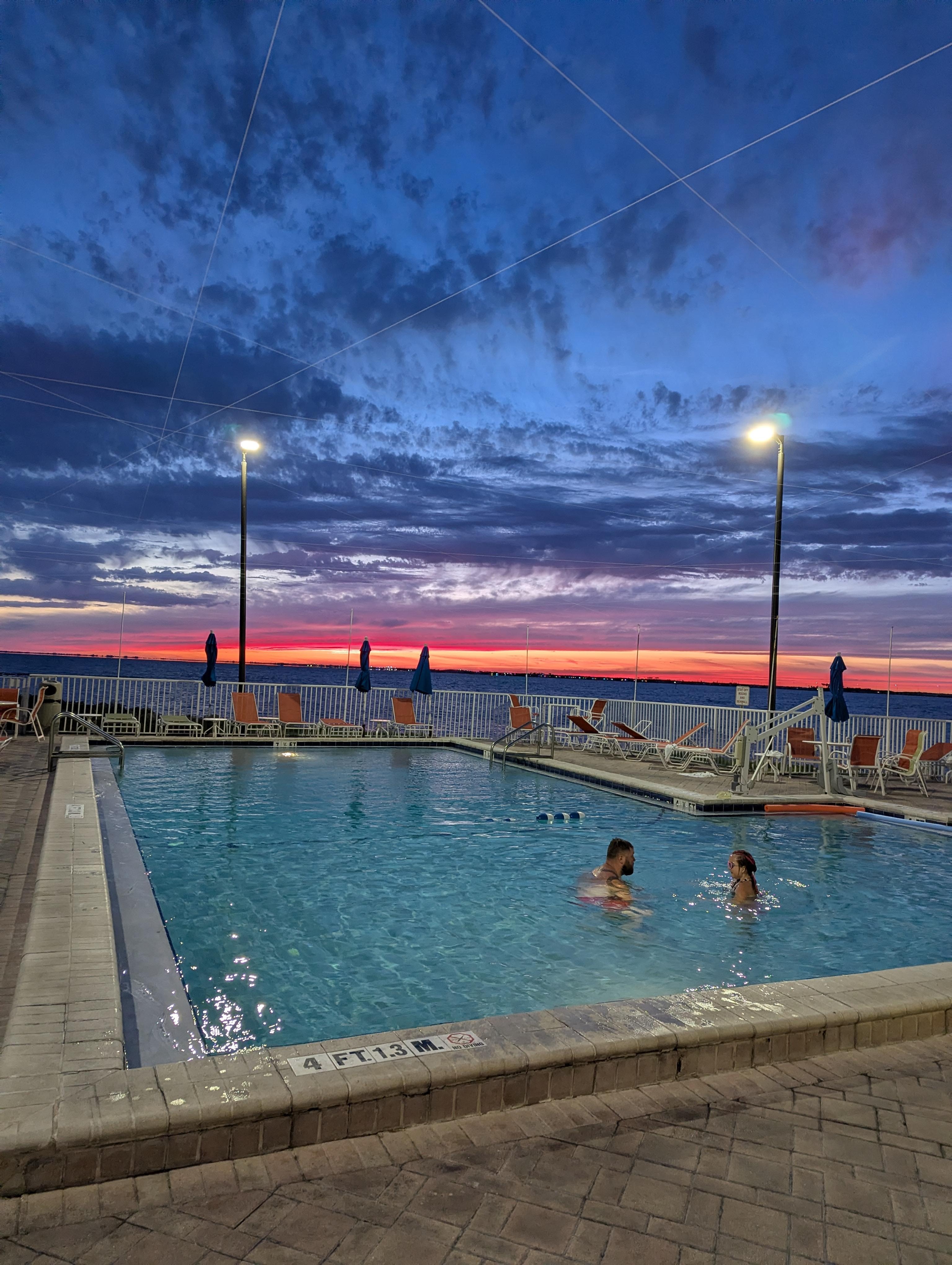 pool sunset