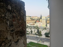 View looking down the side of the building (not looking straight out the window)