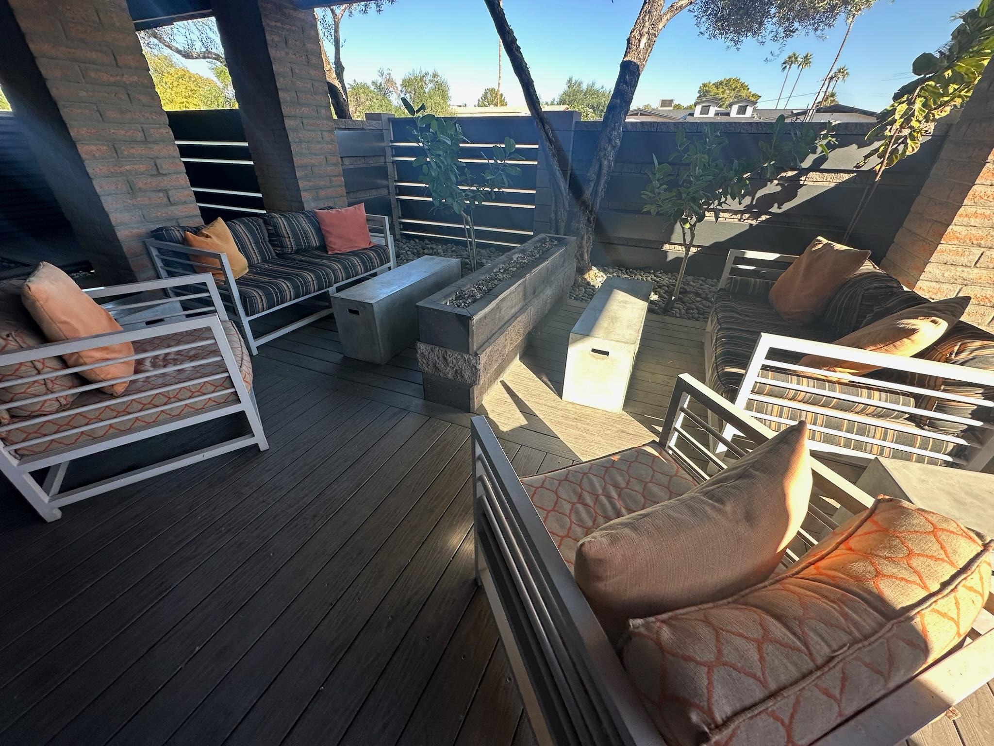 Front of the house fire table area