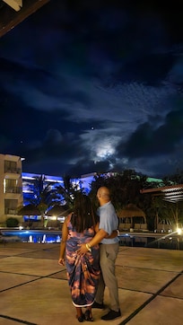 Checking out the full moon after dinner at Butchers