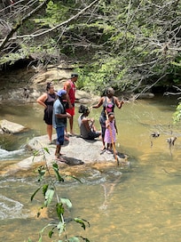 Family at the creek