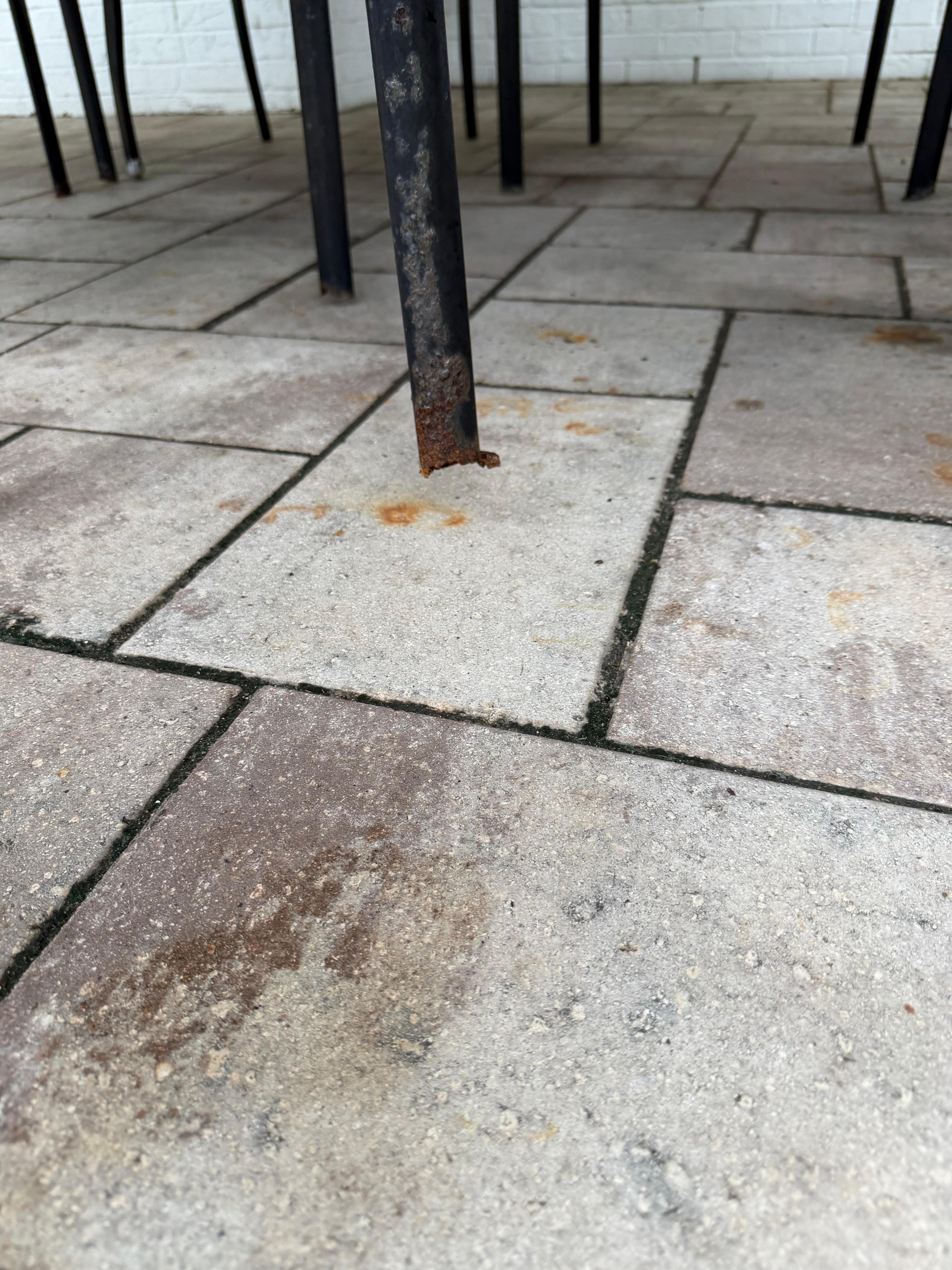 Bottoms of the outdoor furniture rusted out so bad. (Not touching the ground)