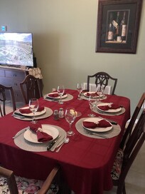 Table set for a family dinner.