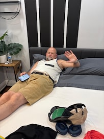 This is my husband Matthew. He got comfy right away! 😉