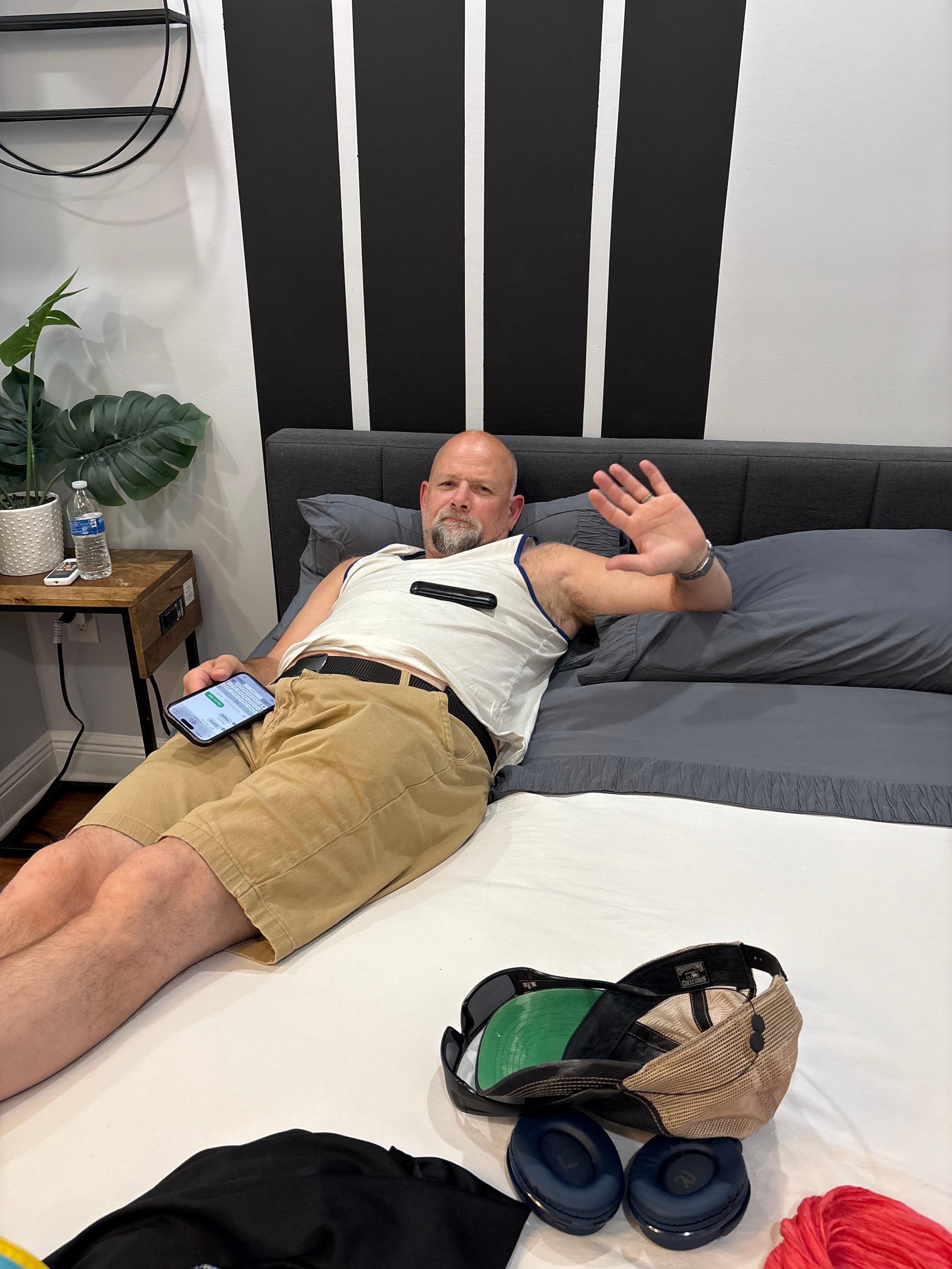 This is my husband Matthew. He got comfy right away! 😉