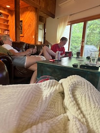 Lounging in living room after long day