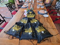 Gift Bags for my Beautiful Sistahs on the outdoor dining table!