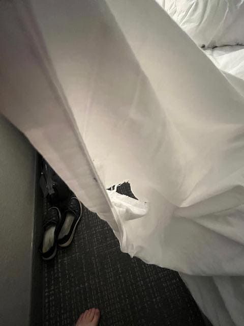 The hotel bed sheet