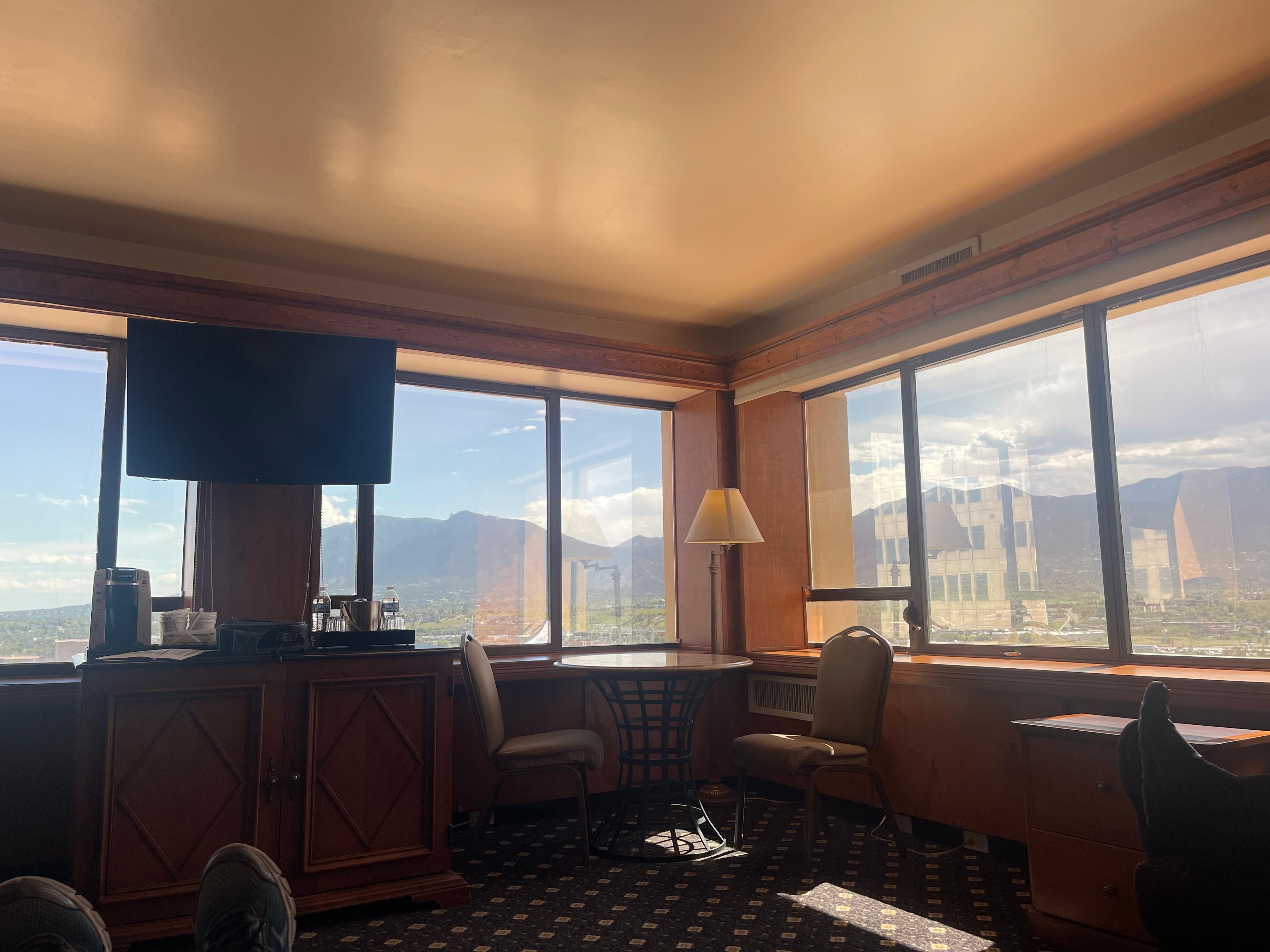 The best view ever!!!! We were in room 1001, with a wrap around view of the entire mountain range& Pikes Peak.