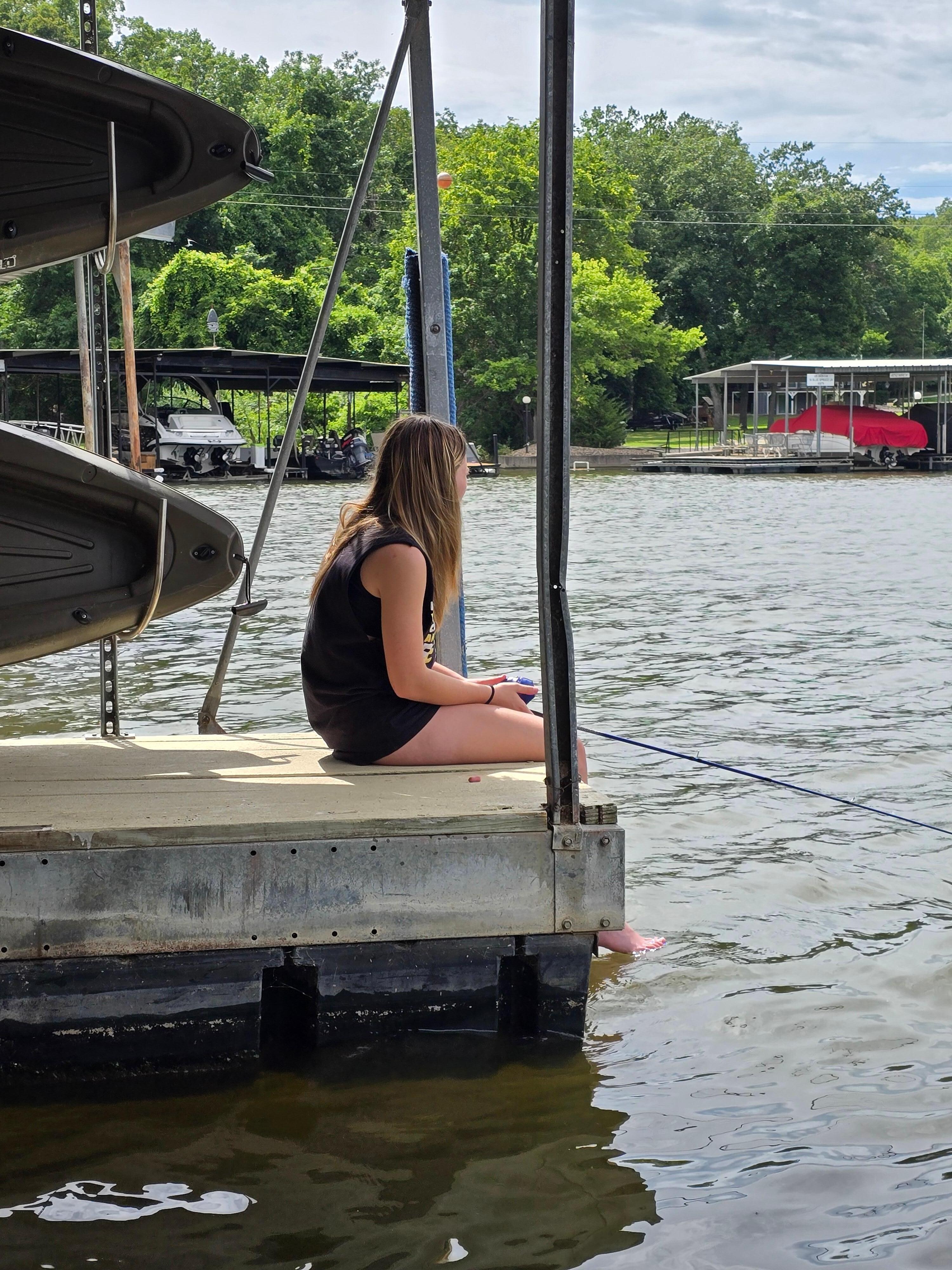 We fished off the covered dock in the sunshine and rain 