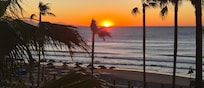 View of the sunrise from my hotel room balcony