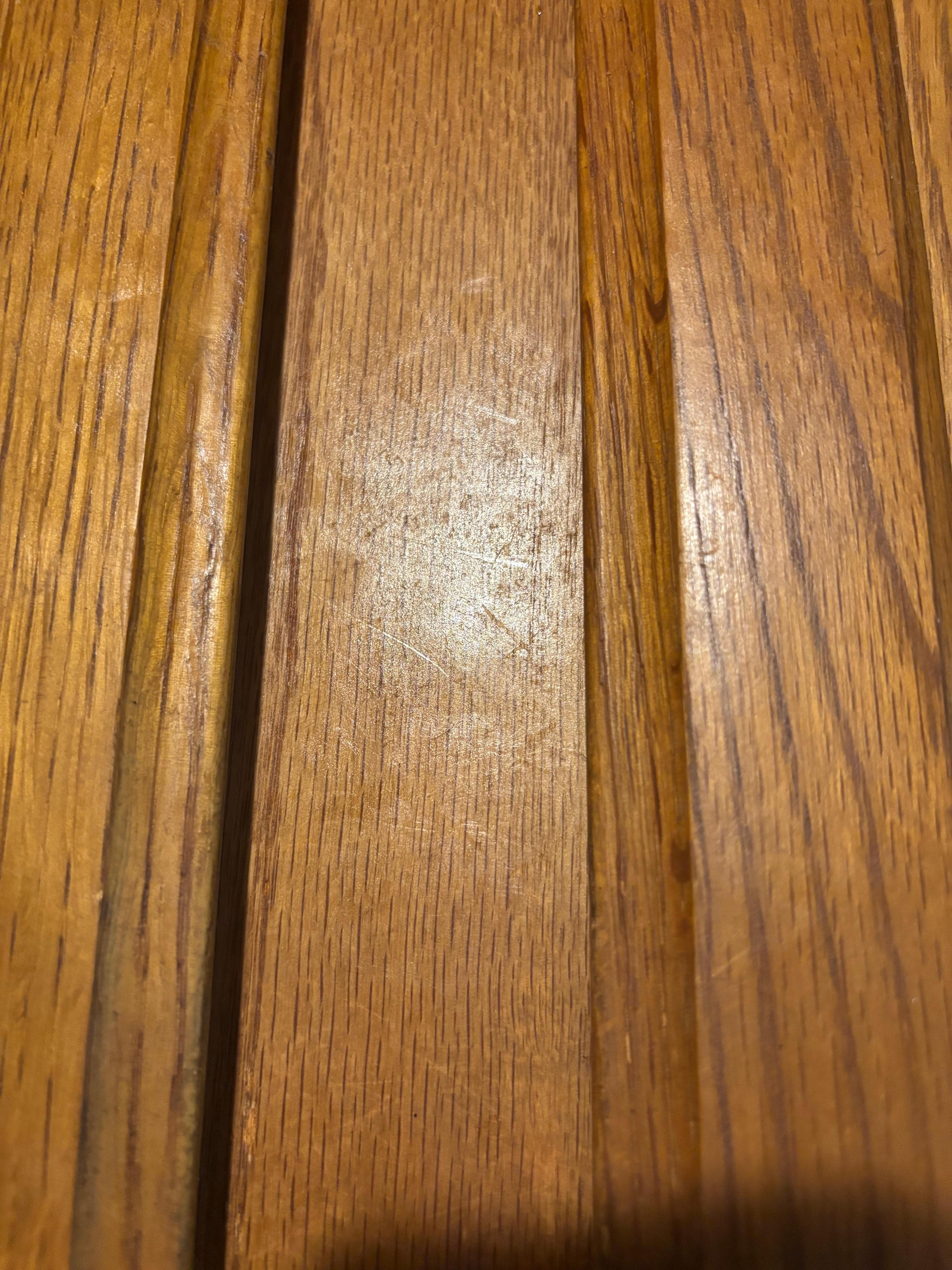 Greasy fingerprints on cabinets.